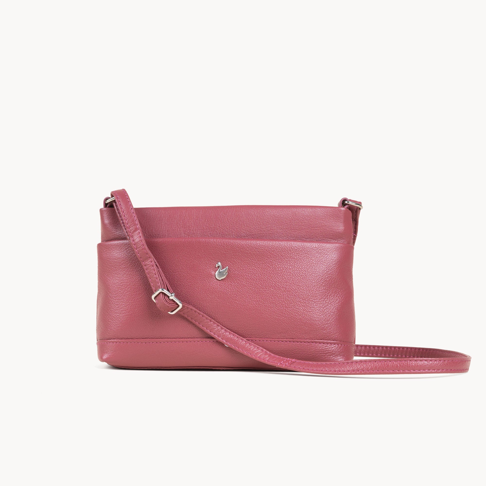 'SANDRA' Carmine Pink Soft Nappa Full Grain Real Leather Crossbody Bag