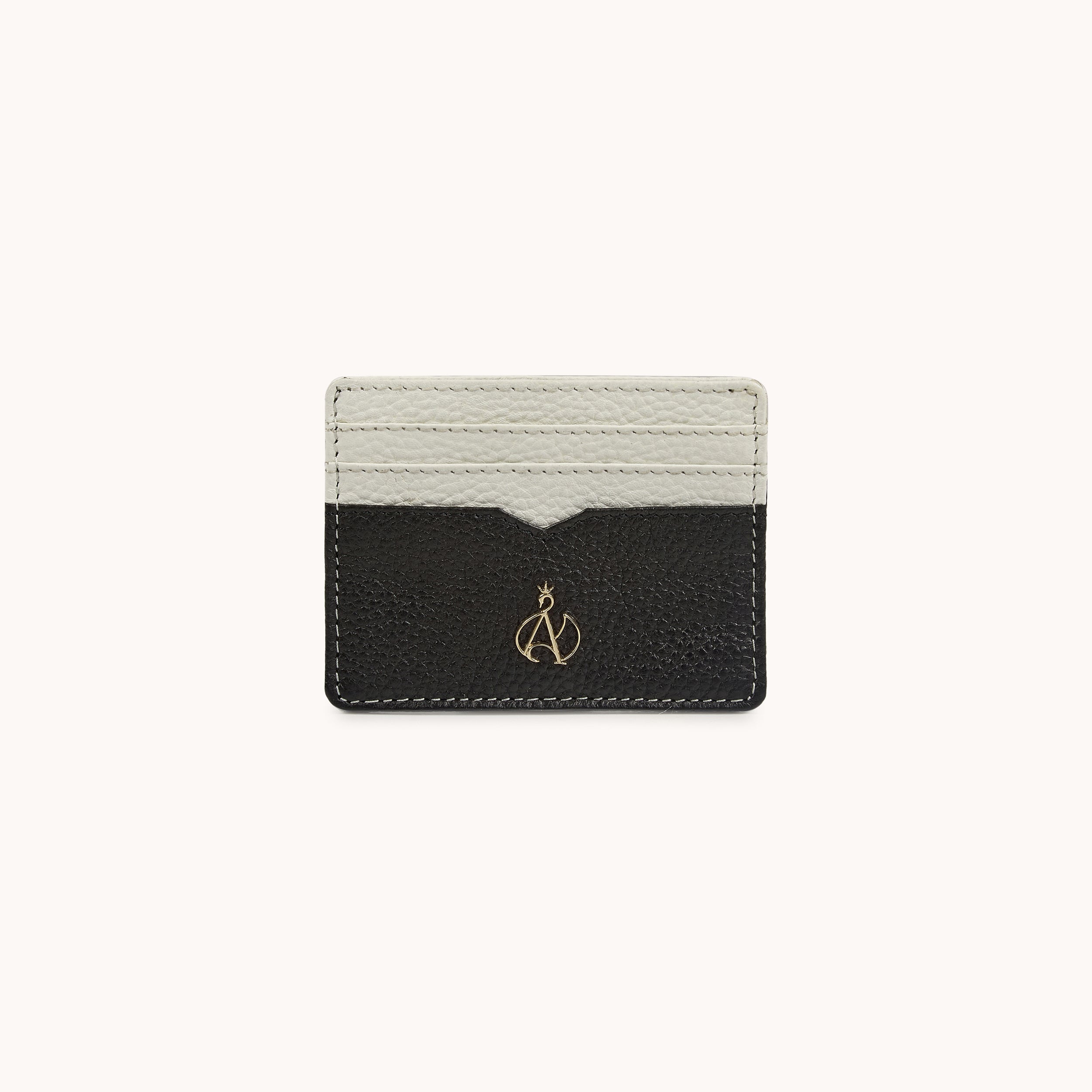 'SAVILE' White & Black Real Leather RFID Cardholder