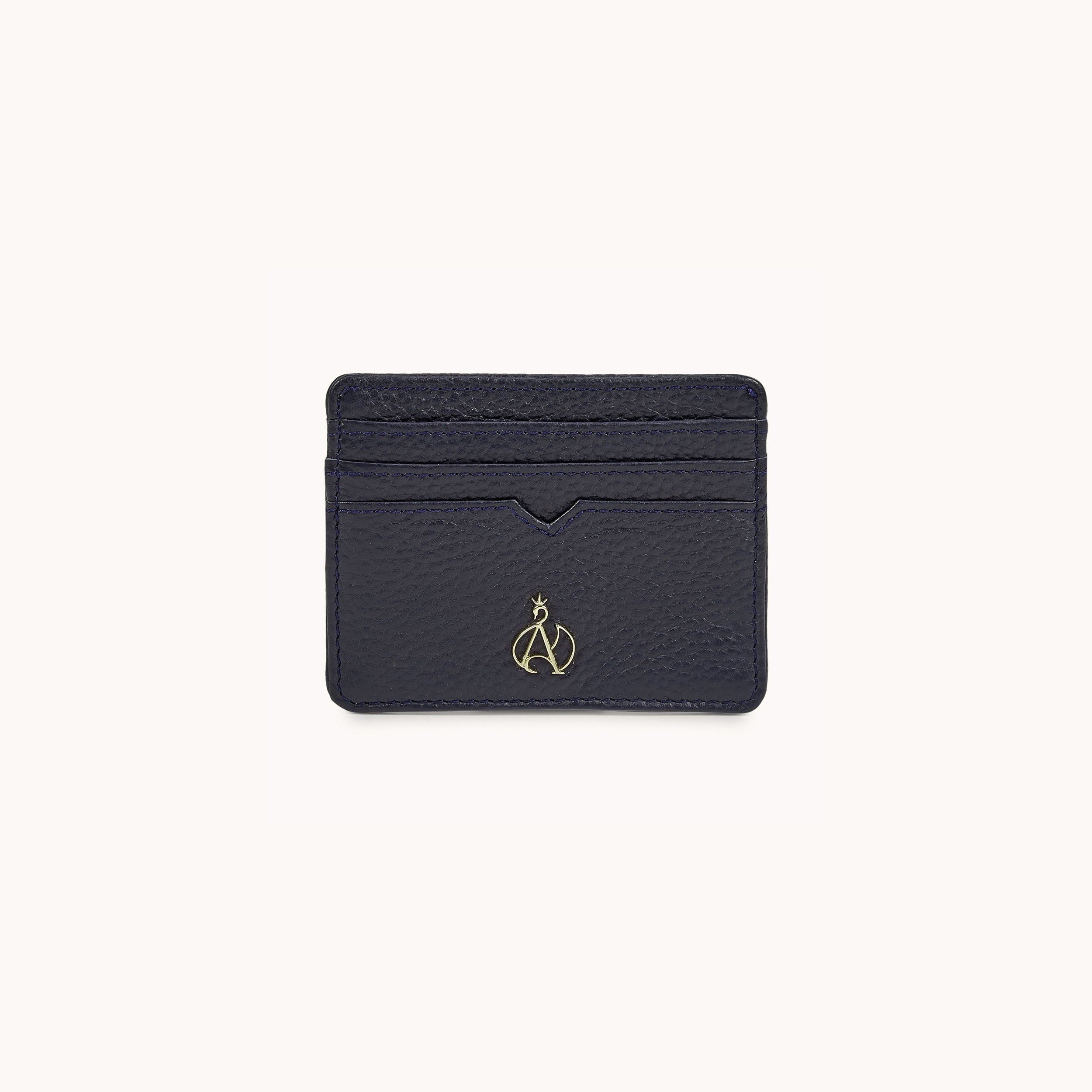 'SAVILE' Navy Real Leather RFID Cardholder