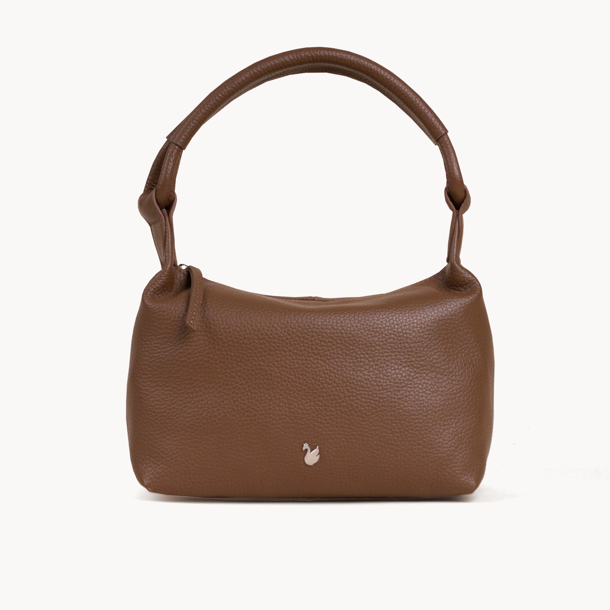 'CITY BAG' Tan Soft Pebble Grain Real Leather Shoulder Bag