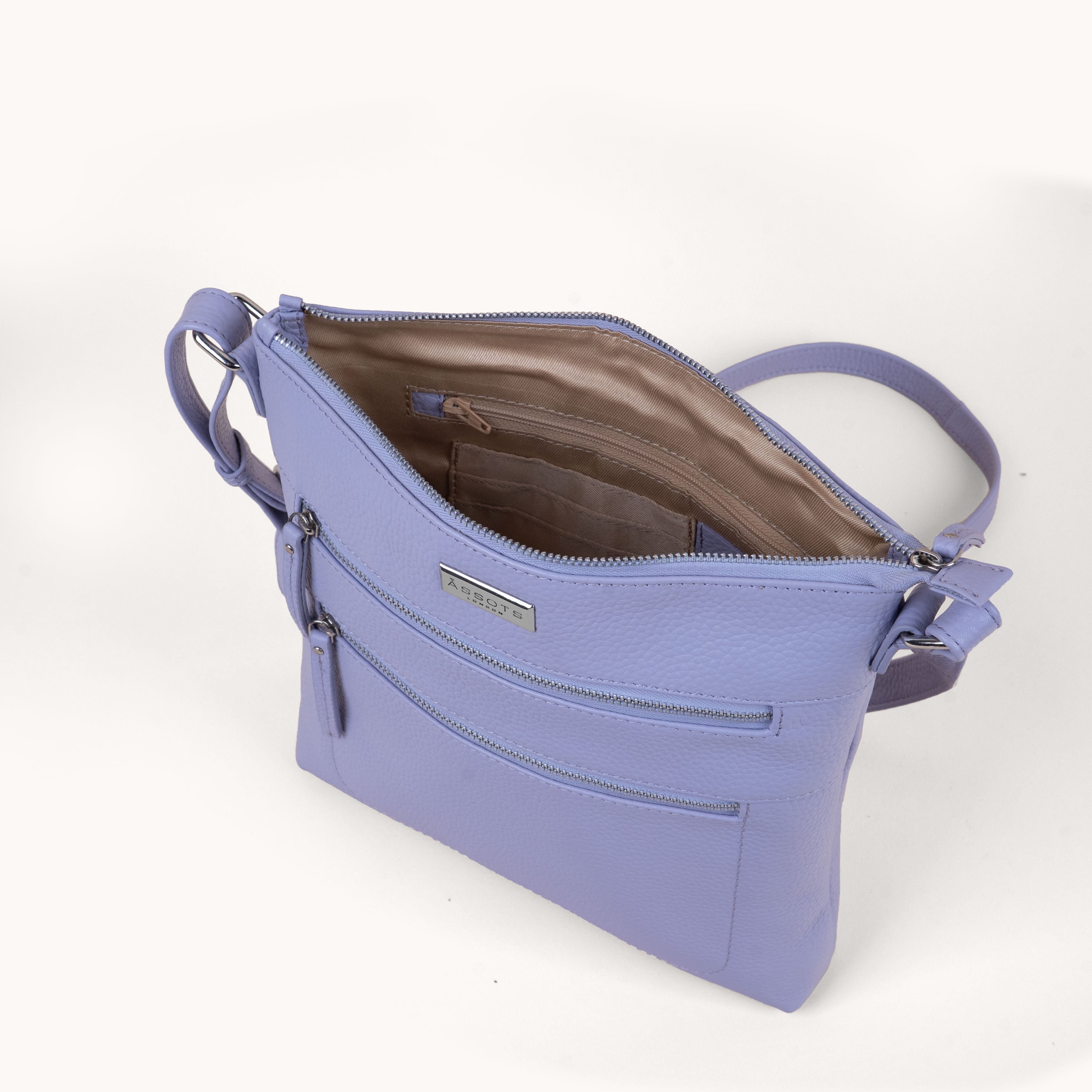 'CORI' Lilac Pebble Grain Real Leather Crossbody Bag