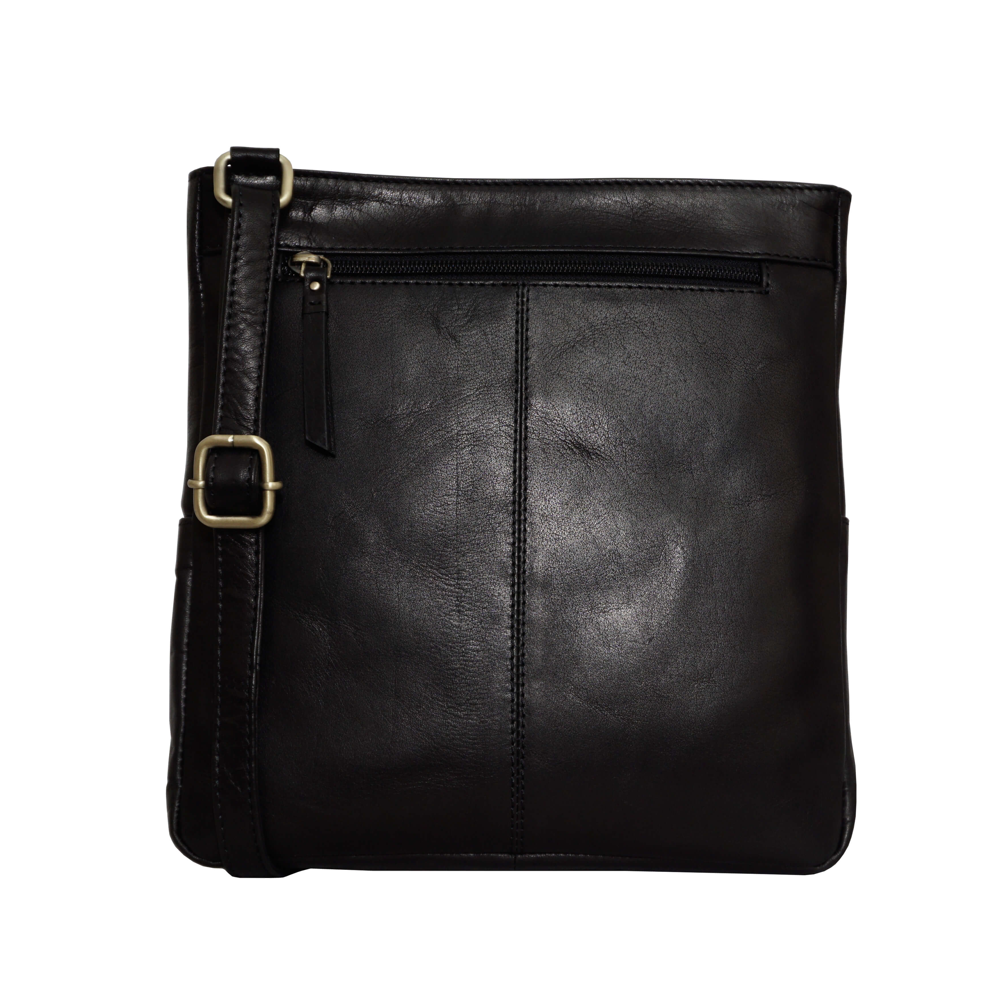 'CANARY' Black Vintage Leather Crossbody bag