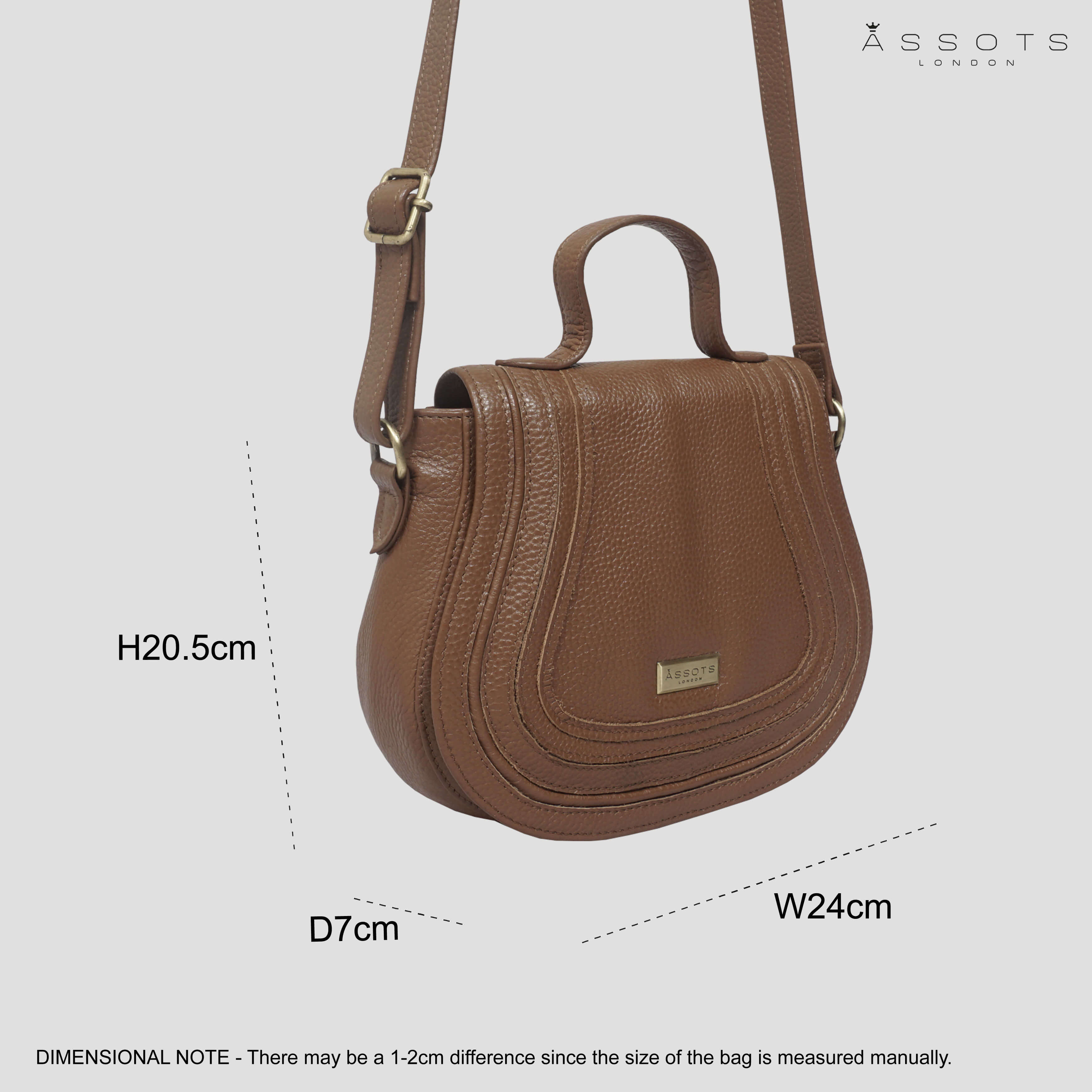 'CARMEL' Tan Real Leather Shoulder Crossbody Bag