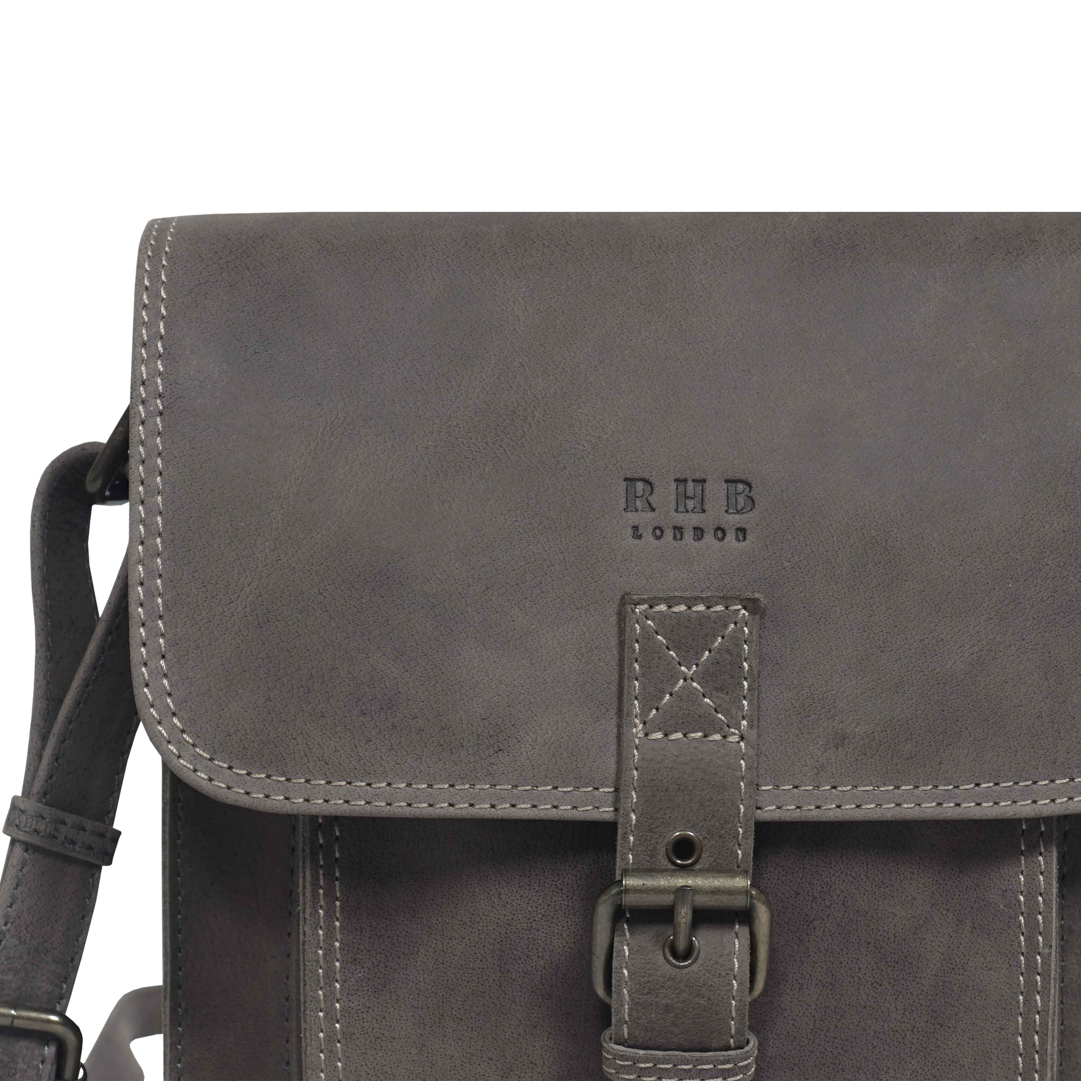 'CAROLYN' Grey Distressed  Real Leather iPad Tablet Crossbody Bag