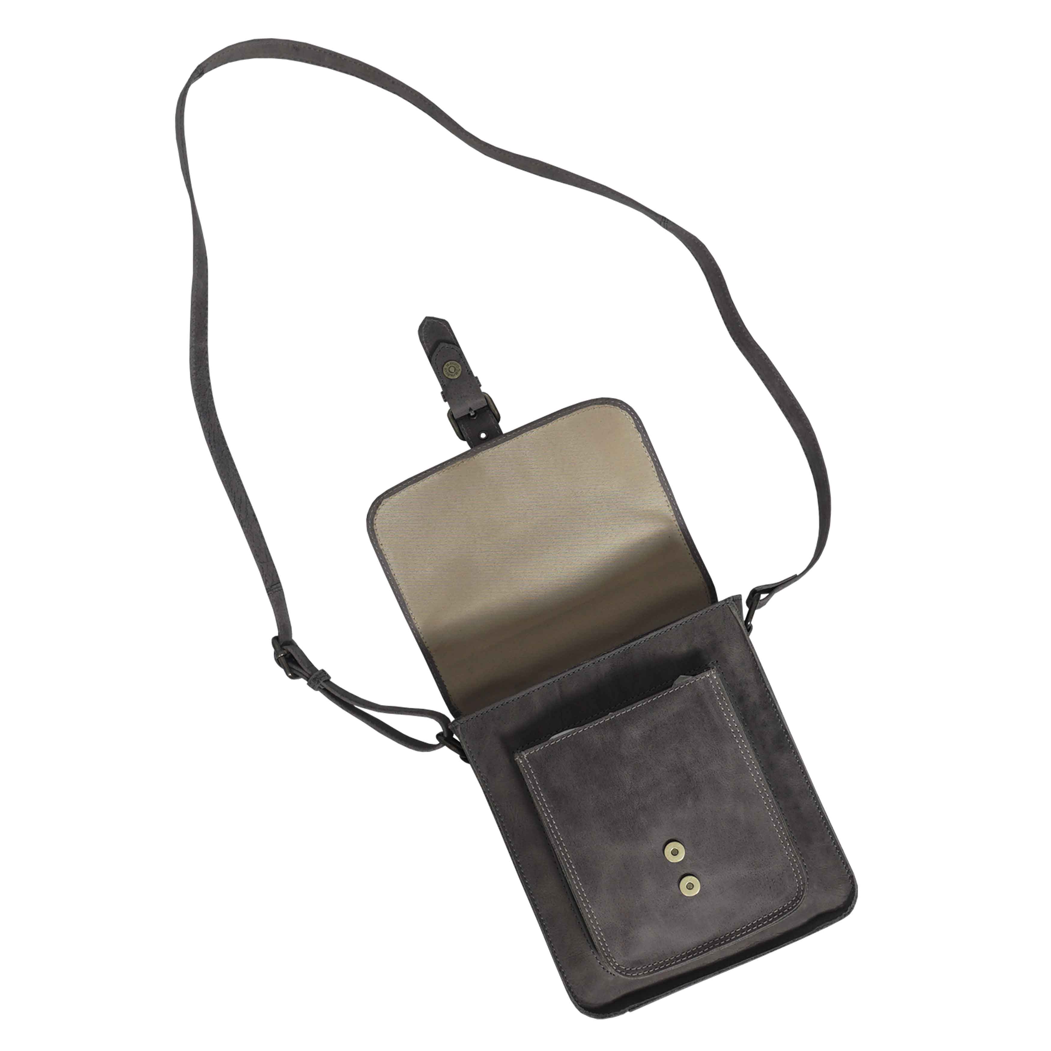 'CAROLYN' Grey Distressed  Real Leather iPad Tablet Crossbody Bag