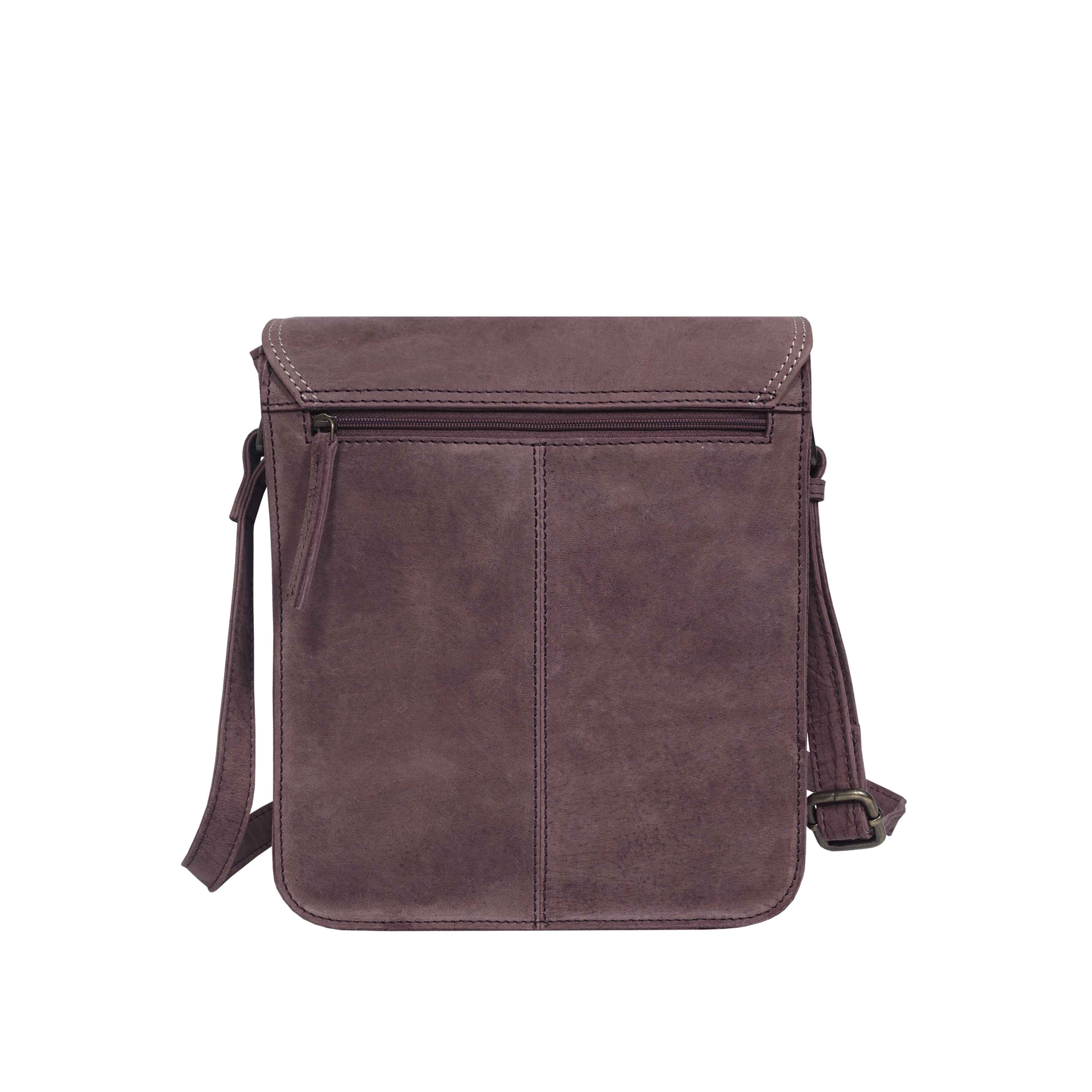 'CAROLYN' Plum Distressed  Real Leather iPad Tablet Crossbody Bag
