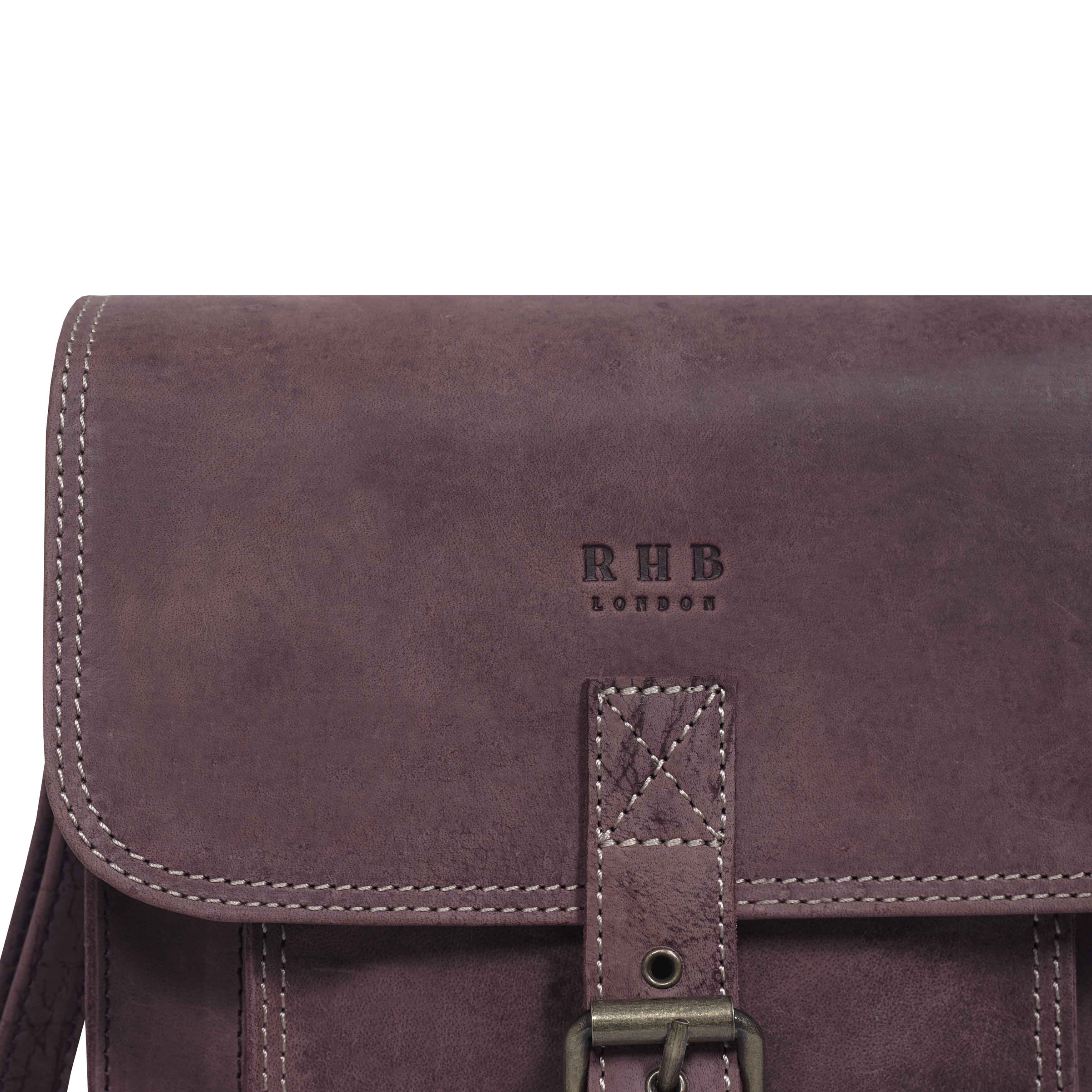 'CAROLYN' Plum Distressed  Real Leather iPad Tablet Crossbody Bag