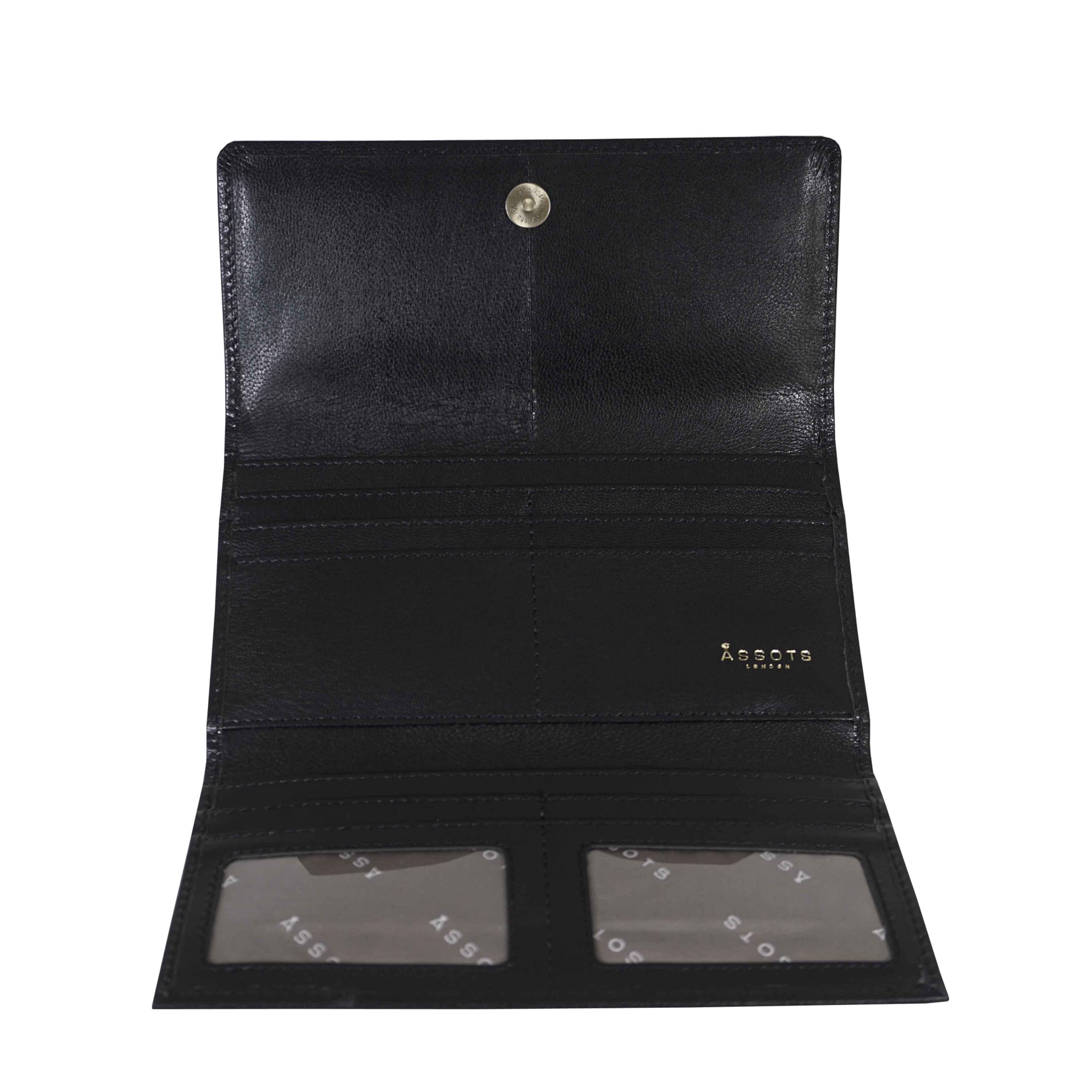 'CLAIRE' Black Polished VT Vintage Leather Flap Over Purse