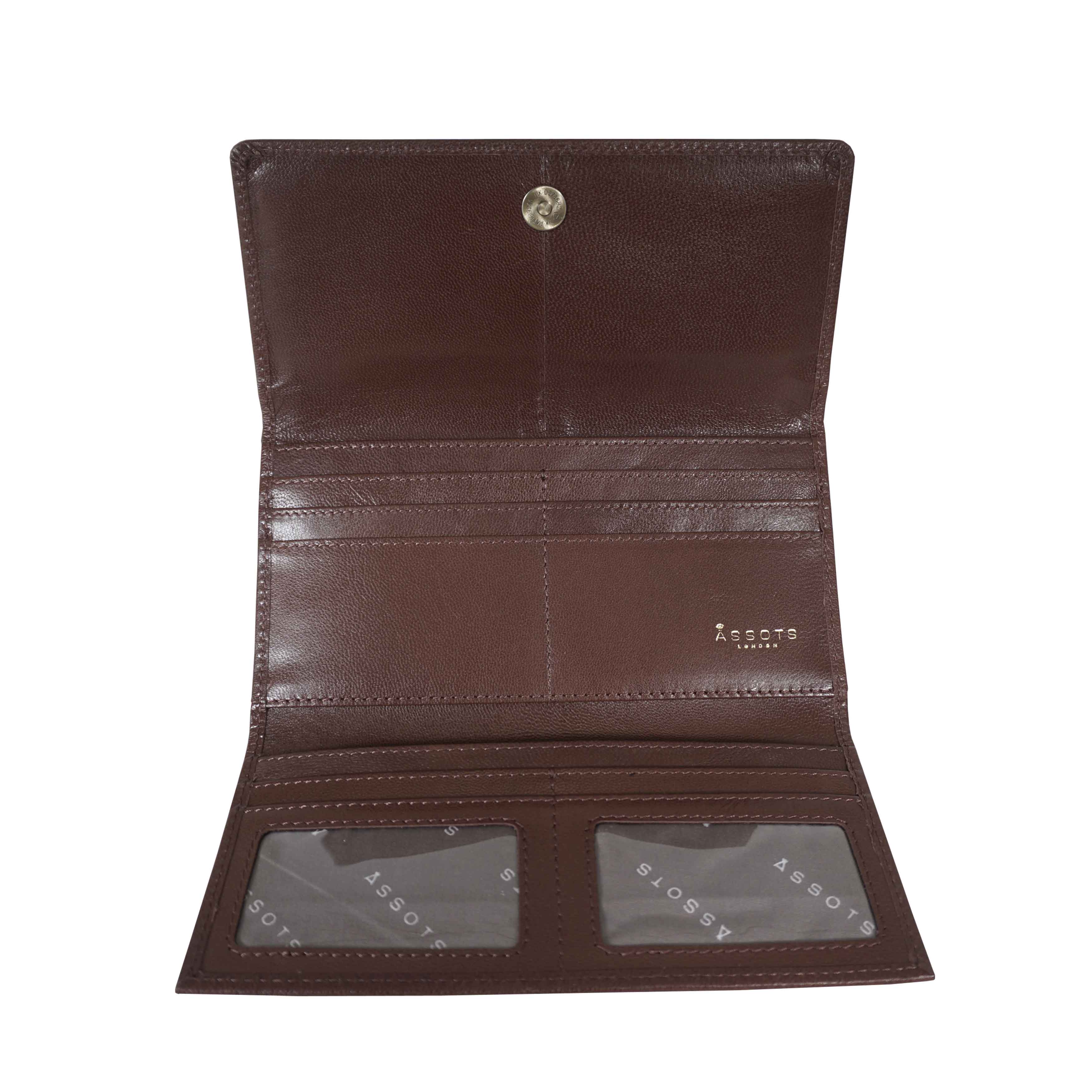 'CLAIRE' Brown Polished VT Vintage Leather Flap Over Purse