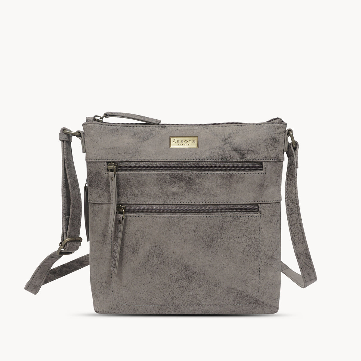 'CORI' Distressed Grey Real Leather Crossbody Bag