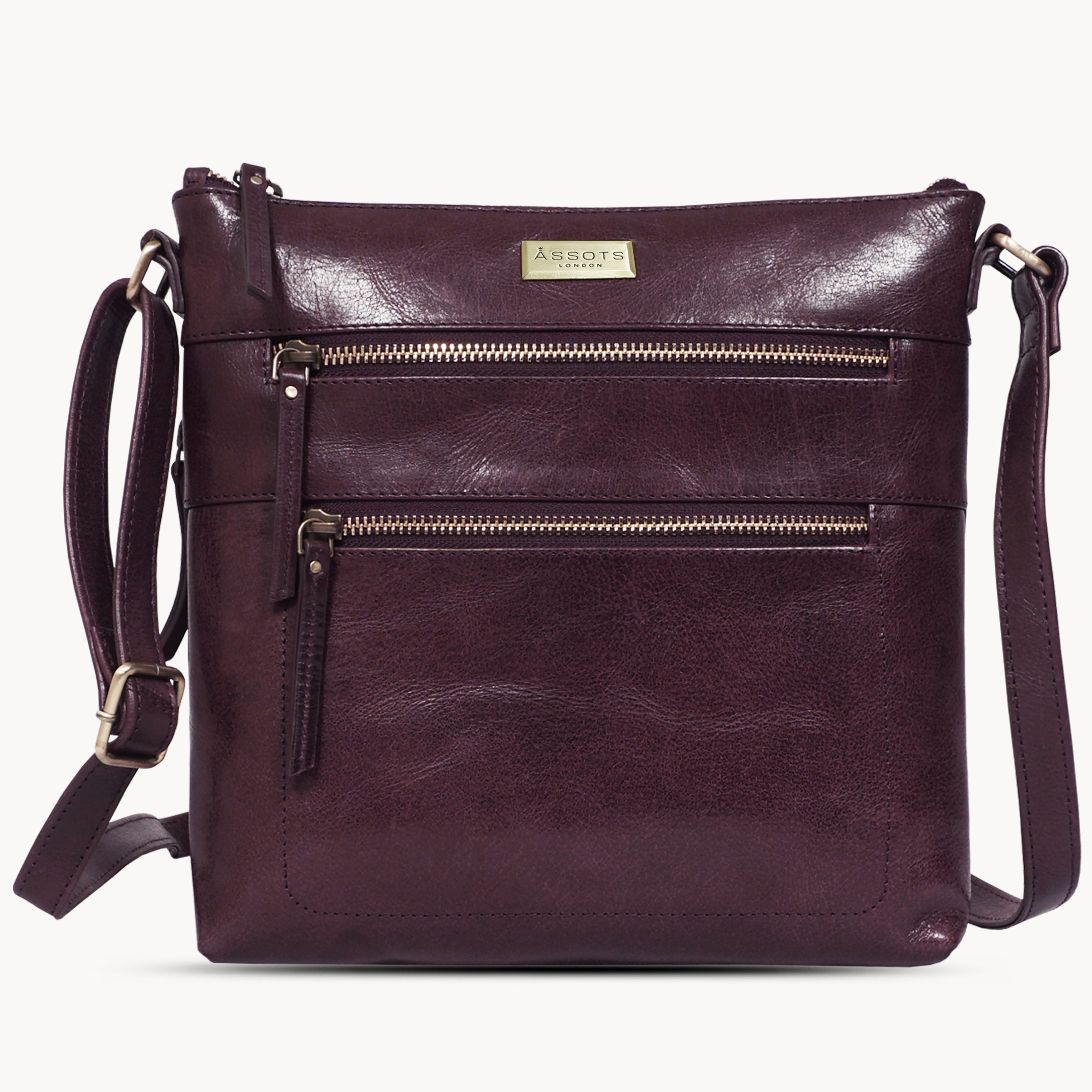 'CORI' Plum Waxy VT Vintage Real Leather Crossbody Bag