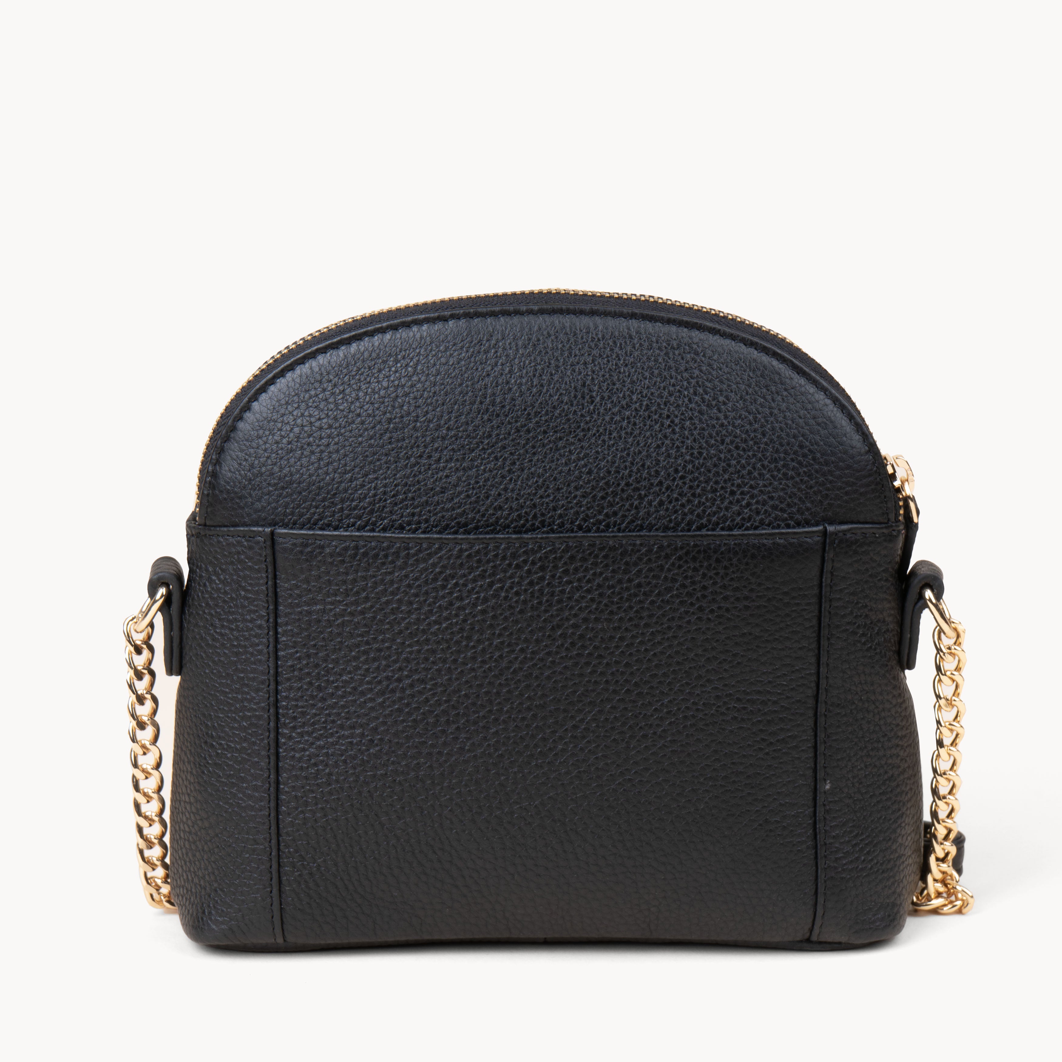 'DOVE' Black Pebble Grain Real Leather Crossbody Bag