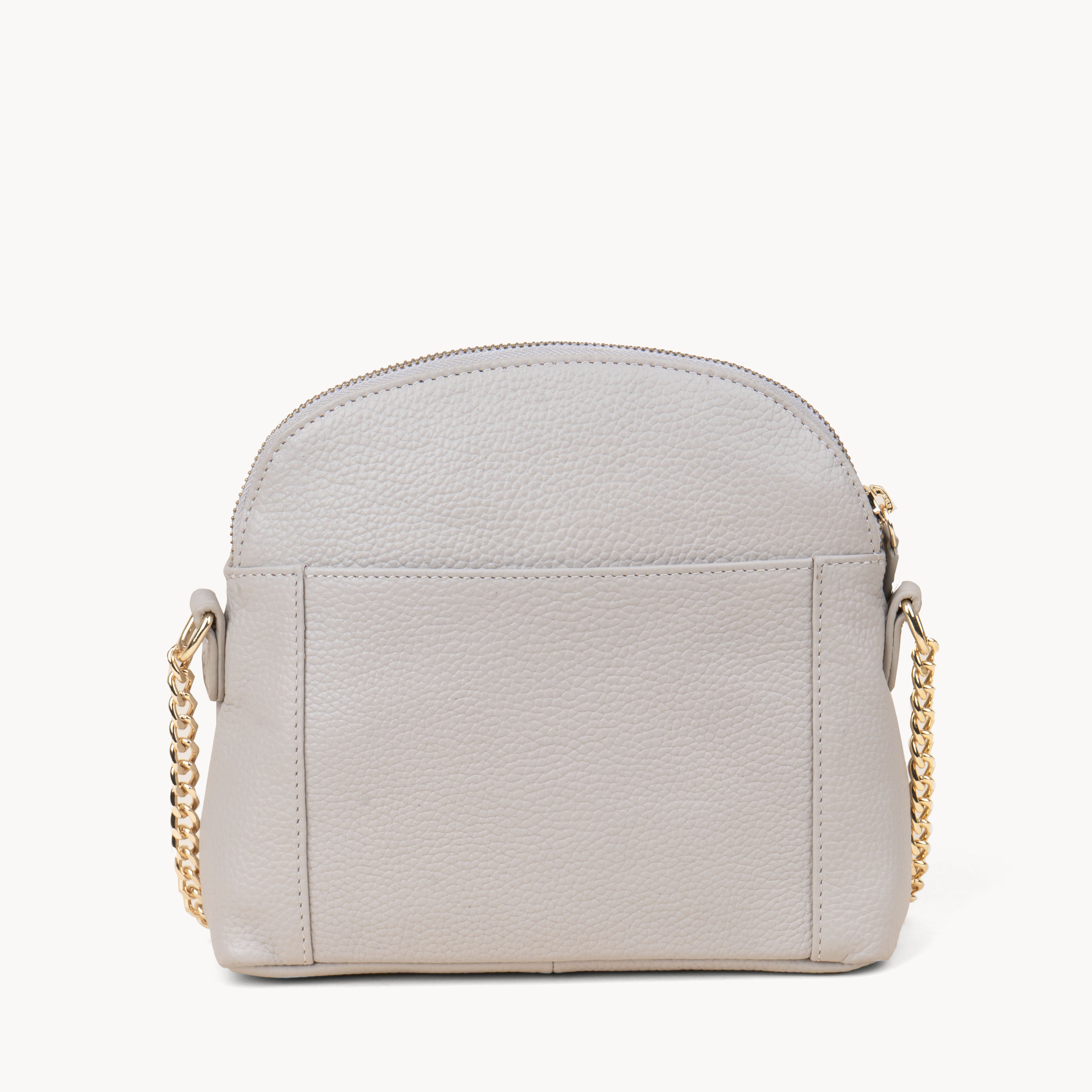 'DOVE' Ice Grey Pebble Grain Real Leather Crossbody Bag