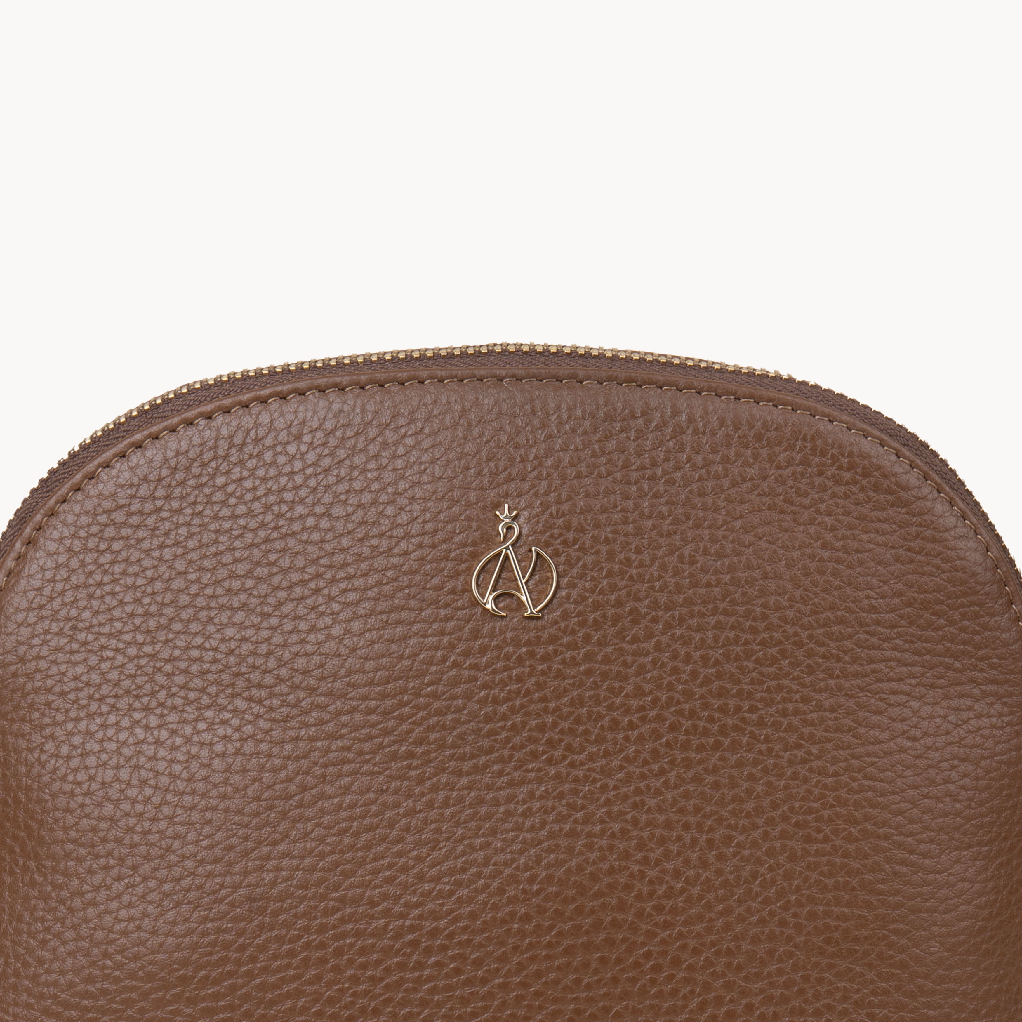 'DOVE' Tan Pebble Grain Real Leather Crossbody Bag