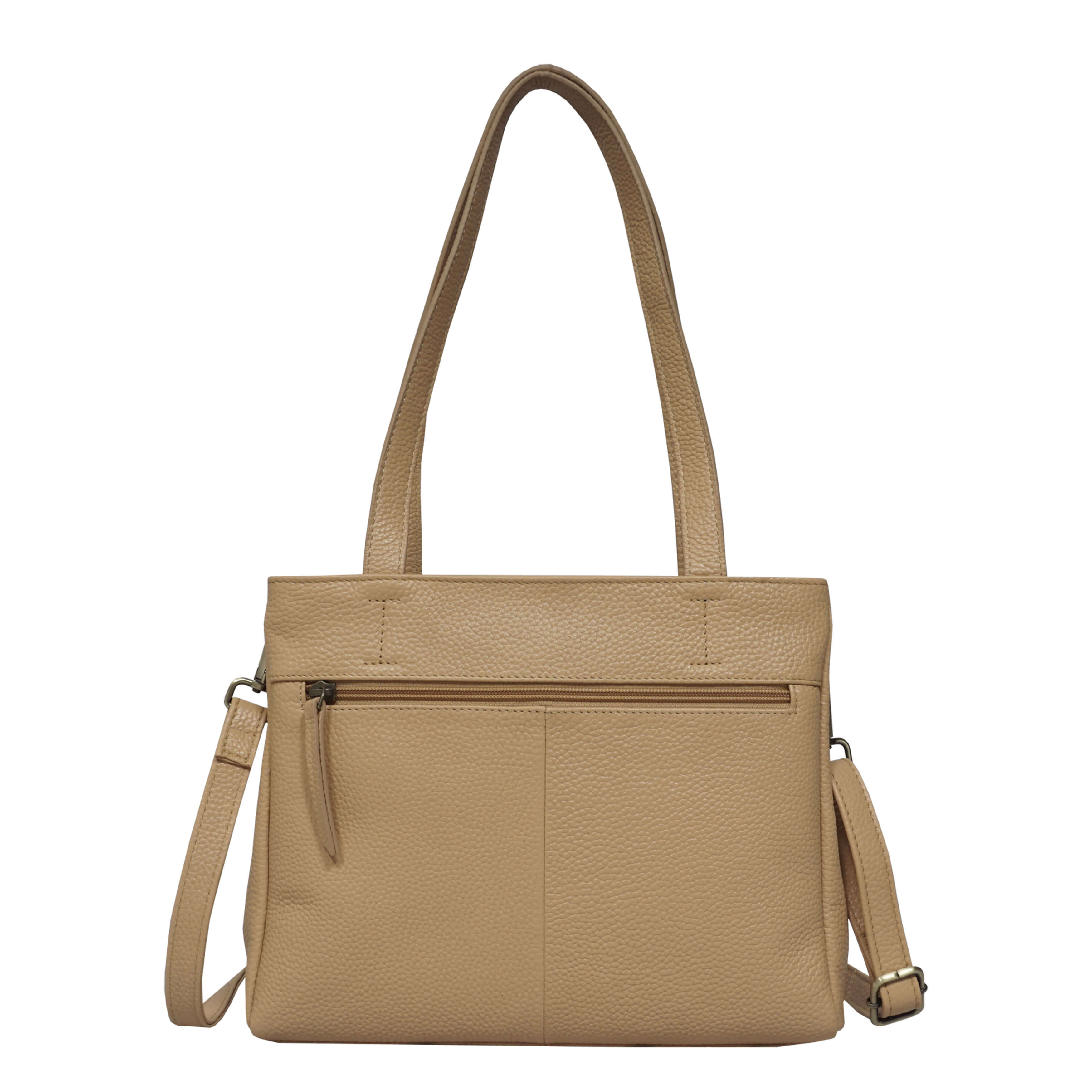 'DEBRA' Camel Pebble Grain Real Leather Crossbody Shoulder Bag
