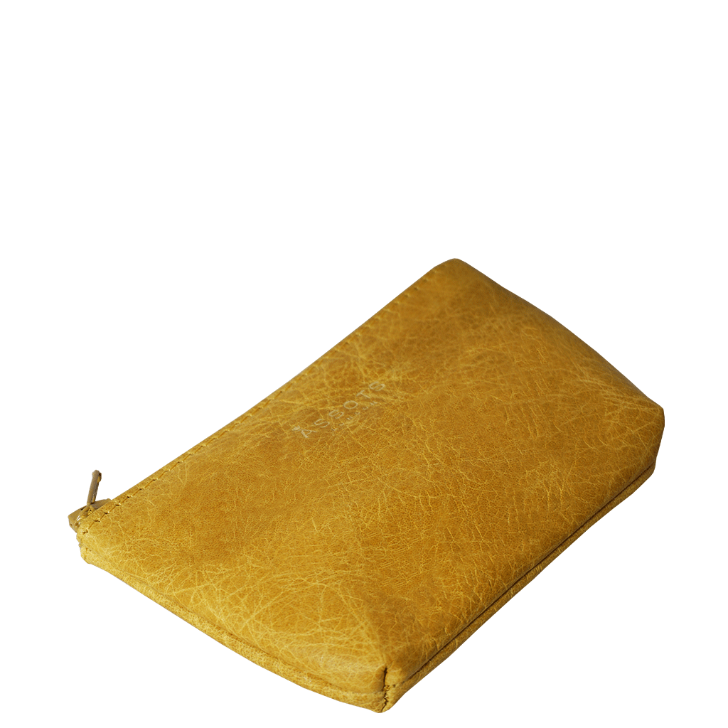 'Diana' Yellow Full Grain Leather Zip Top Coin Purse