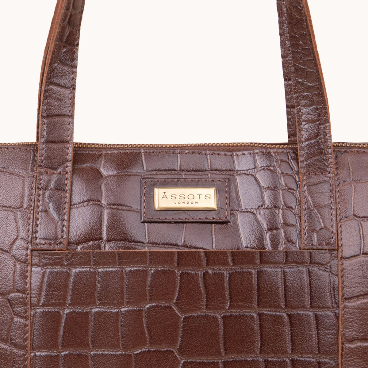 'Eva' Brown Croc Real Leather Designer Unlined Tote Bag