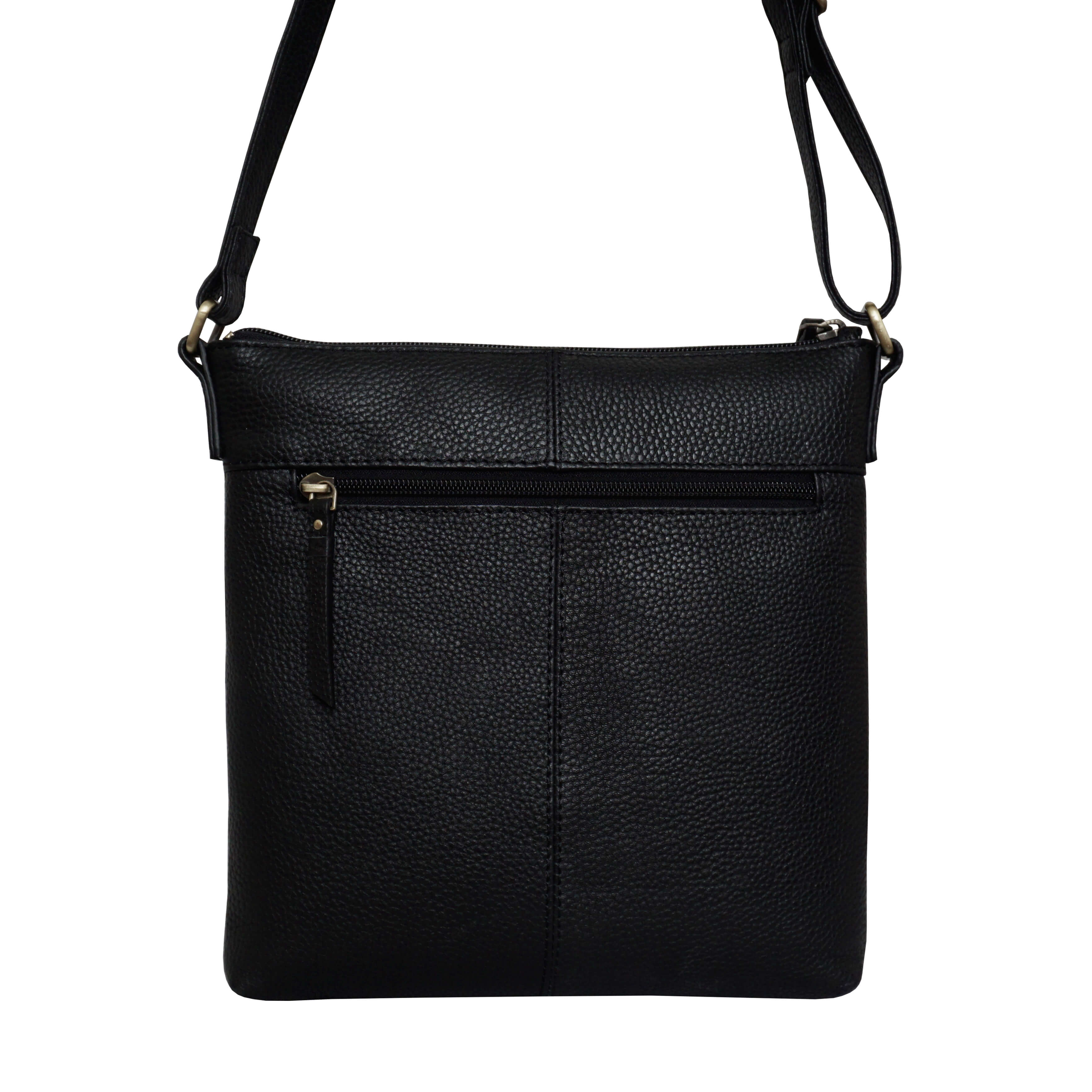 'EDITH' Black Pebble Grain Leather Crossbody bag