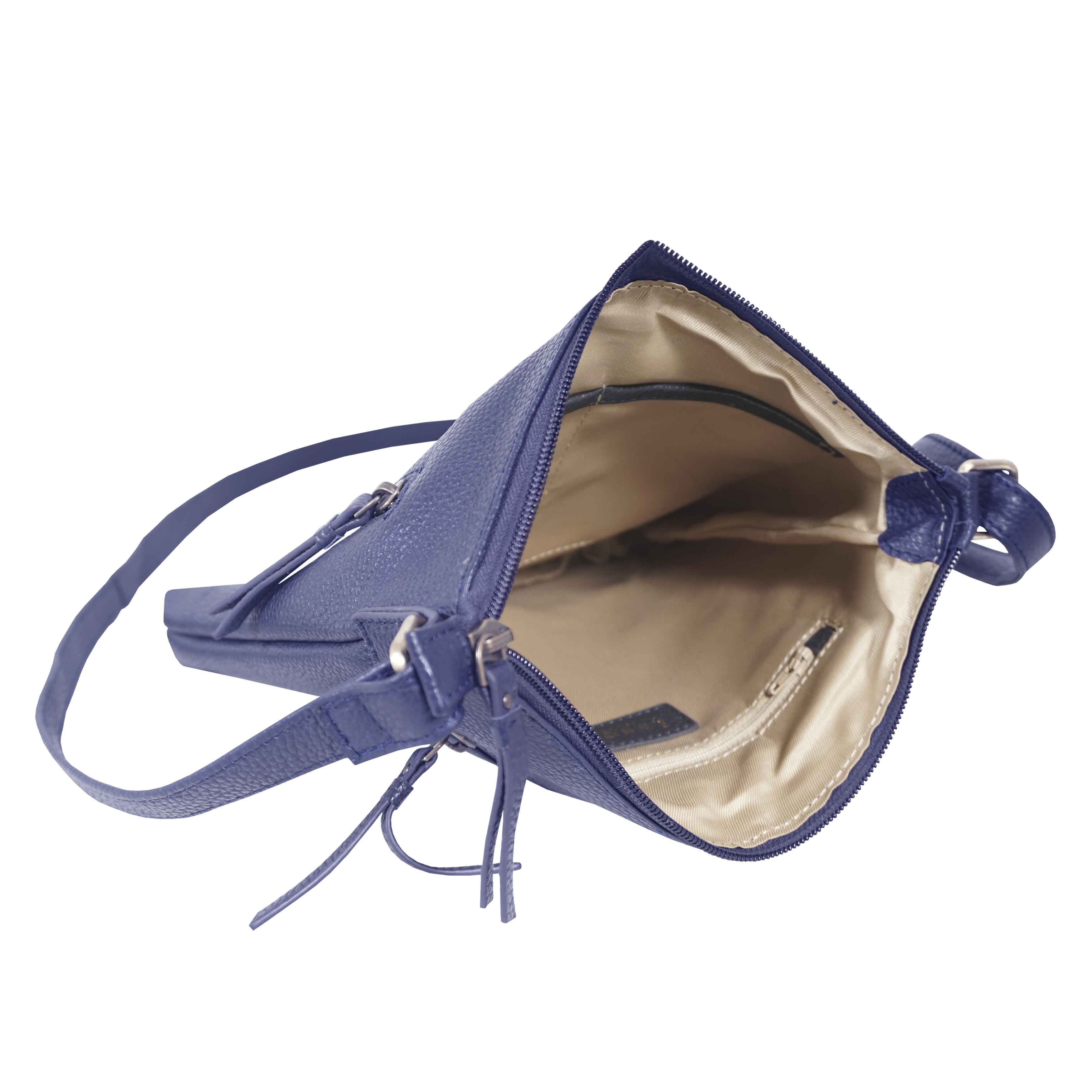 'EDITH' Navy Pebble Grain Leather Crossbody bag