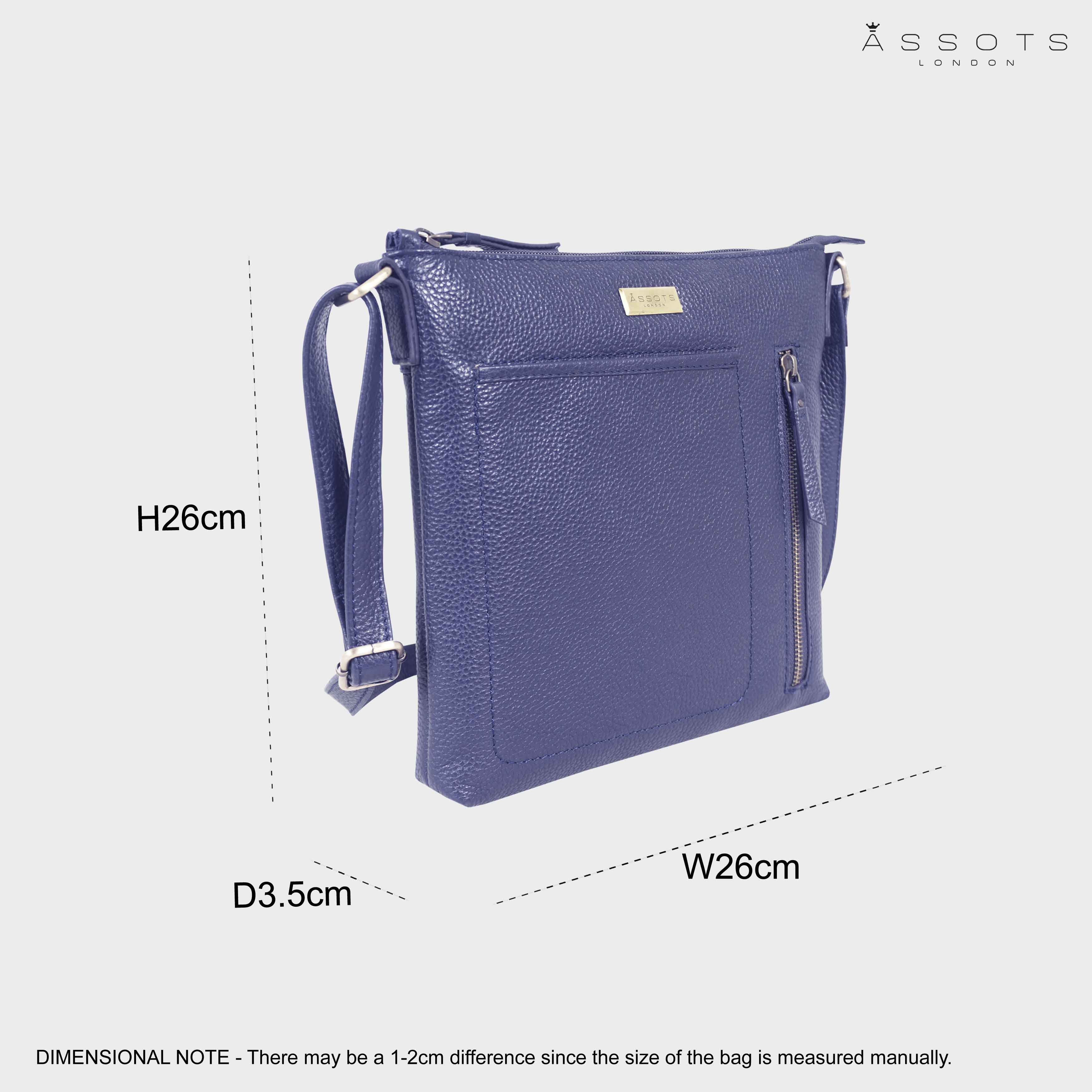 'EDITH' Navy Pebble Grain Leather Crossbody bag
