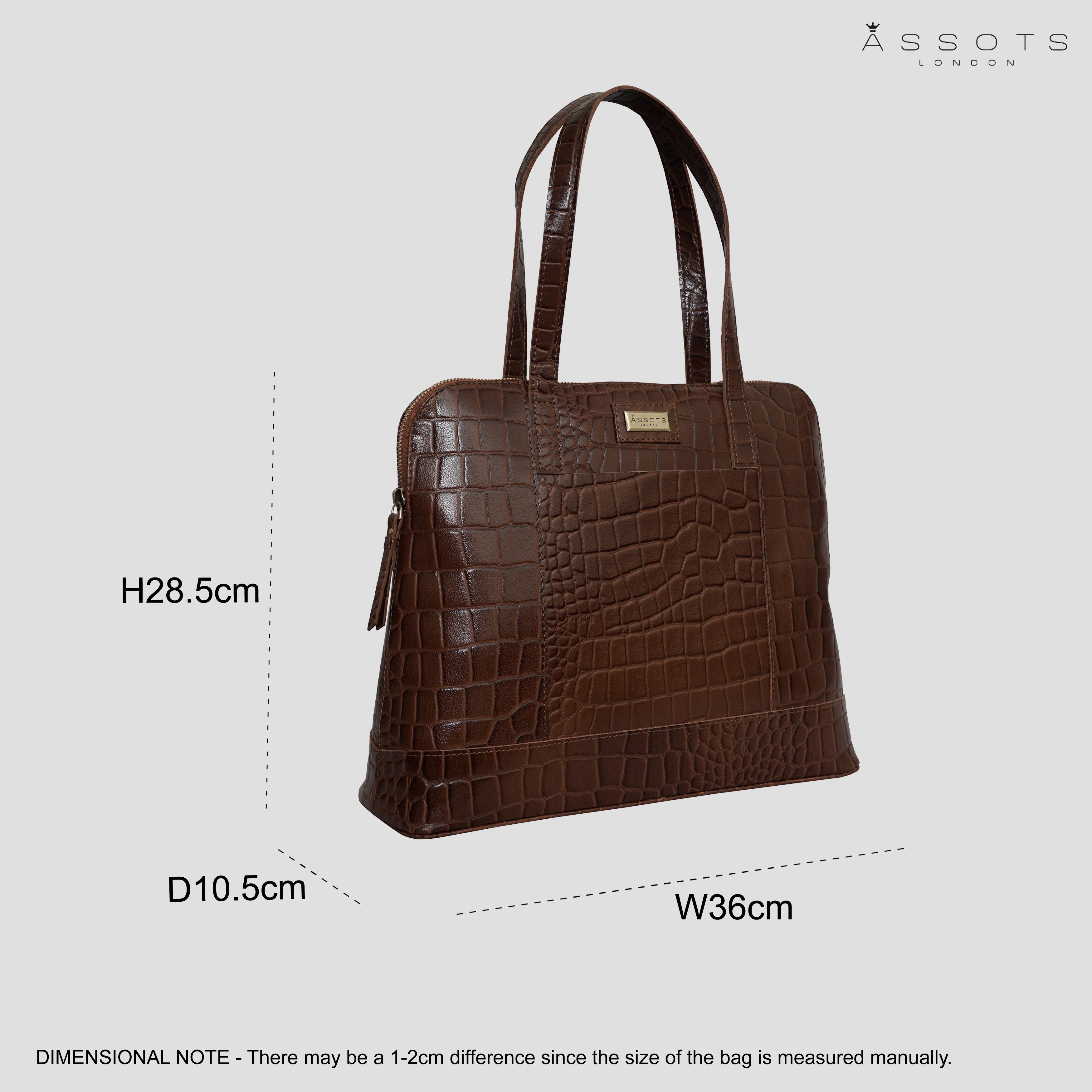 'Eva' Tan Croc Real Leather Designer Unlined Tote Bag