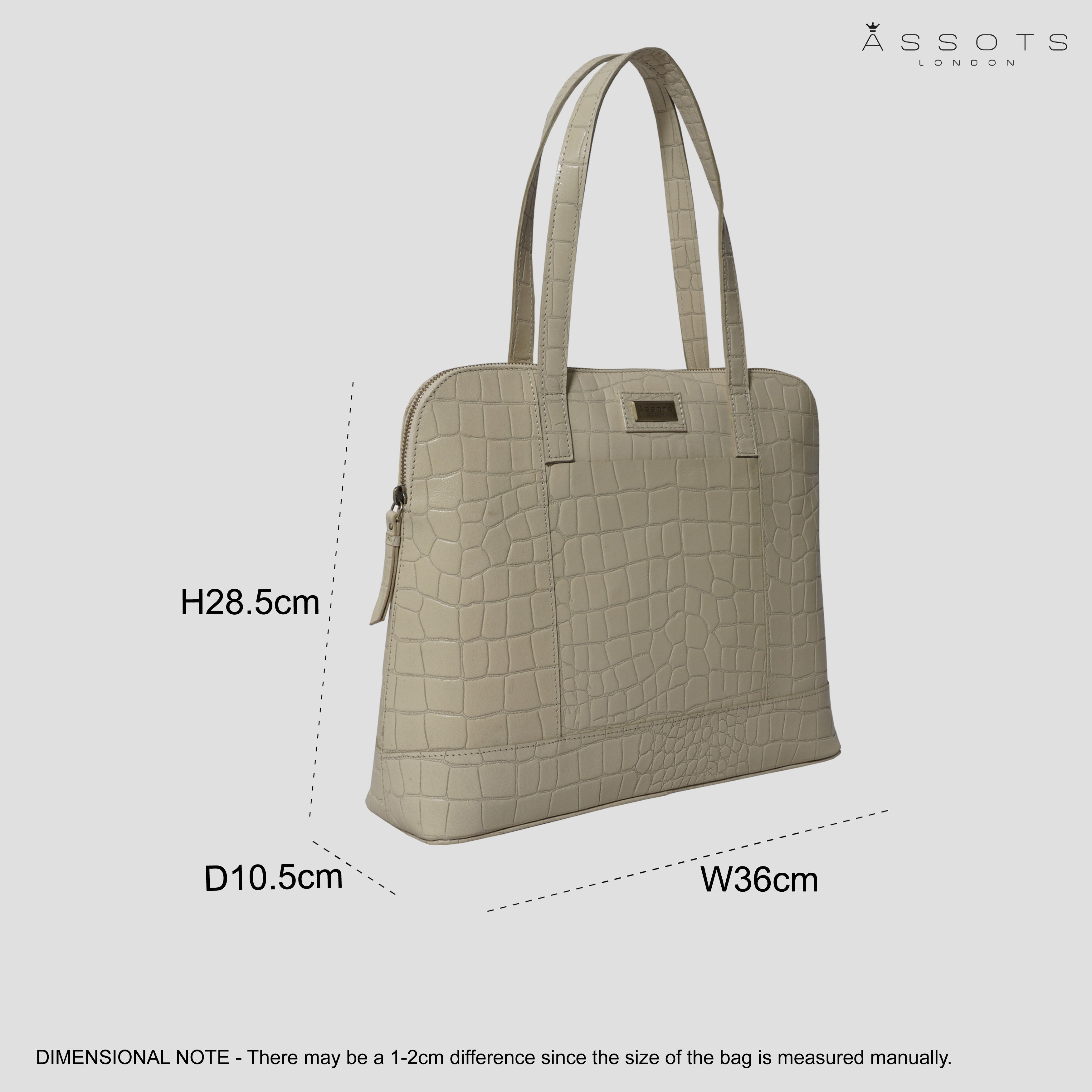 'Eva' Off White Croc Real Leather Designer Unlined Tote Bag