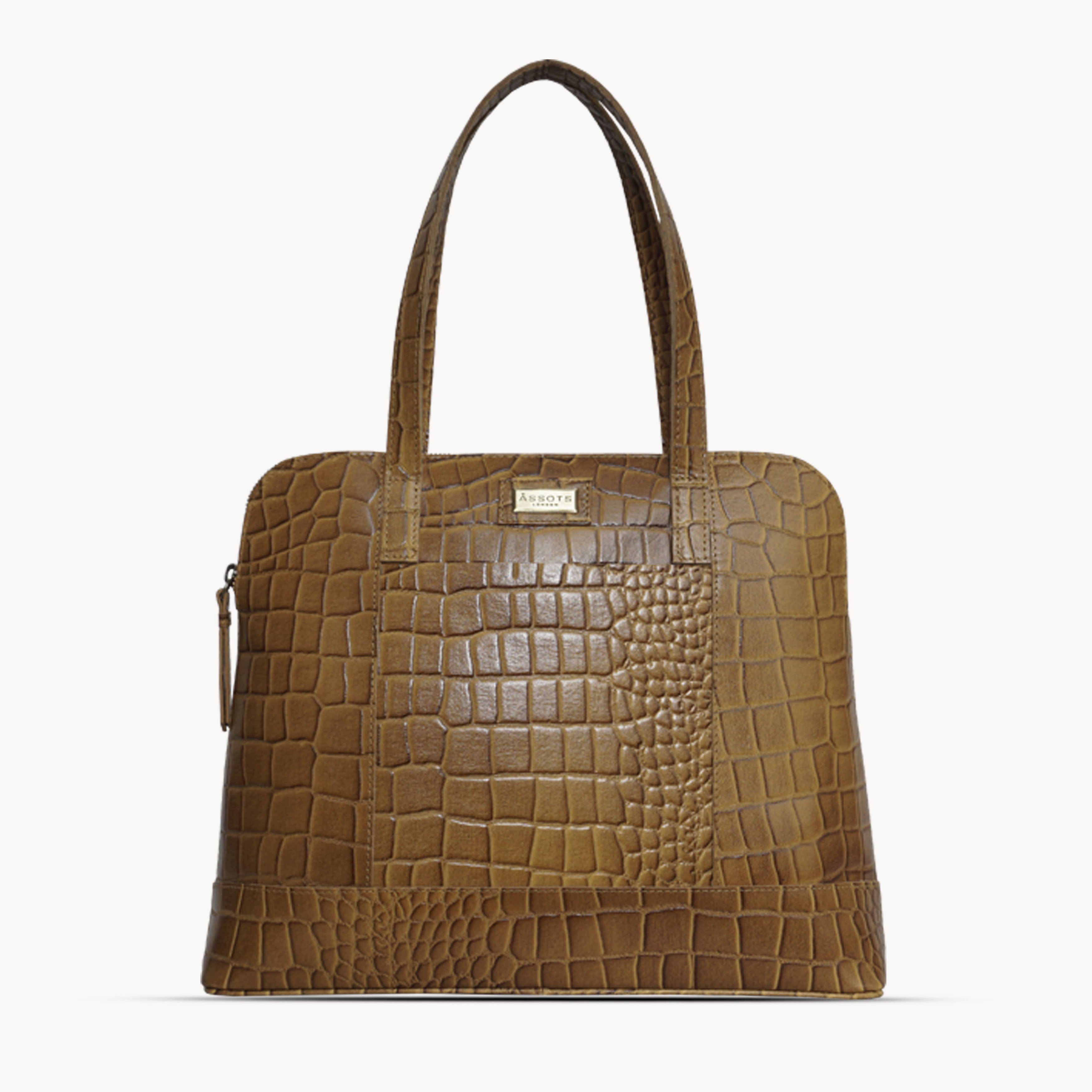 'Eva' Mustard Croc Real Leather Designer Unlined Tote Bag