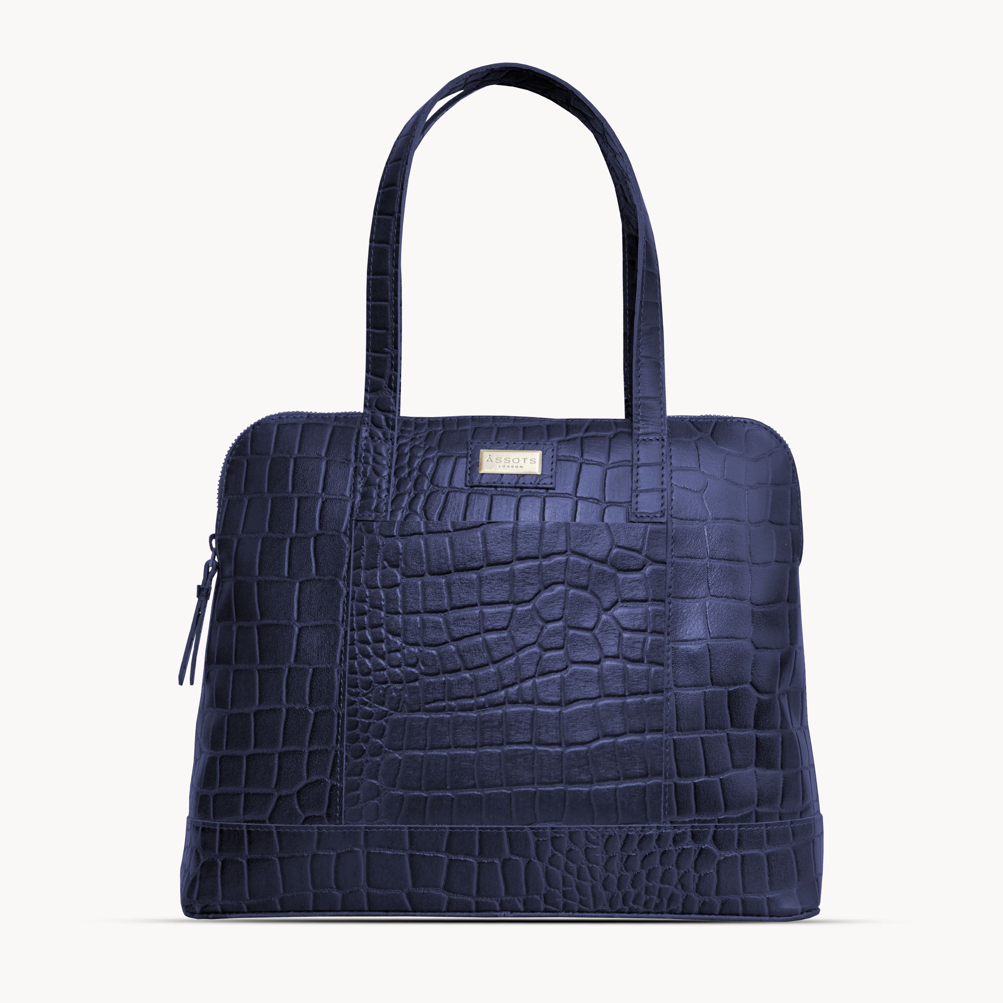 'Eva' Navy Croc Real Leather Designer Unlined Tote Bag