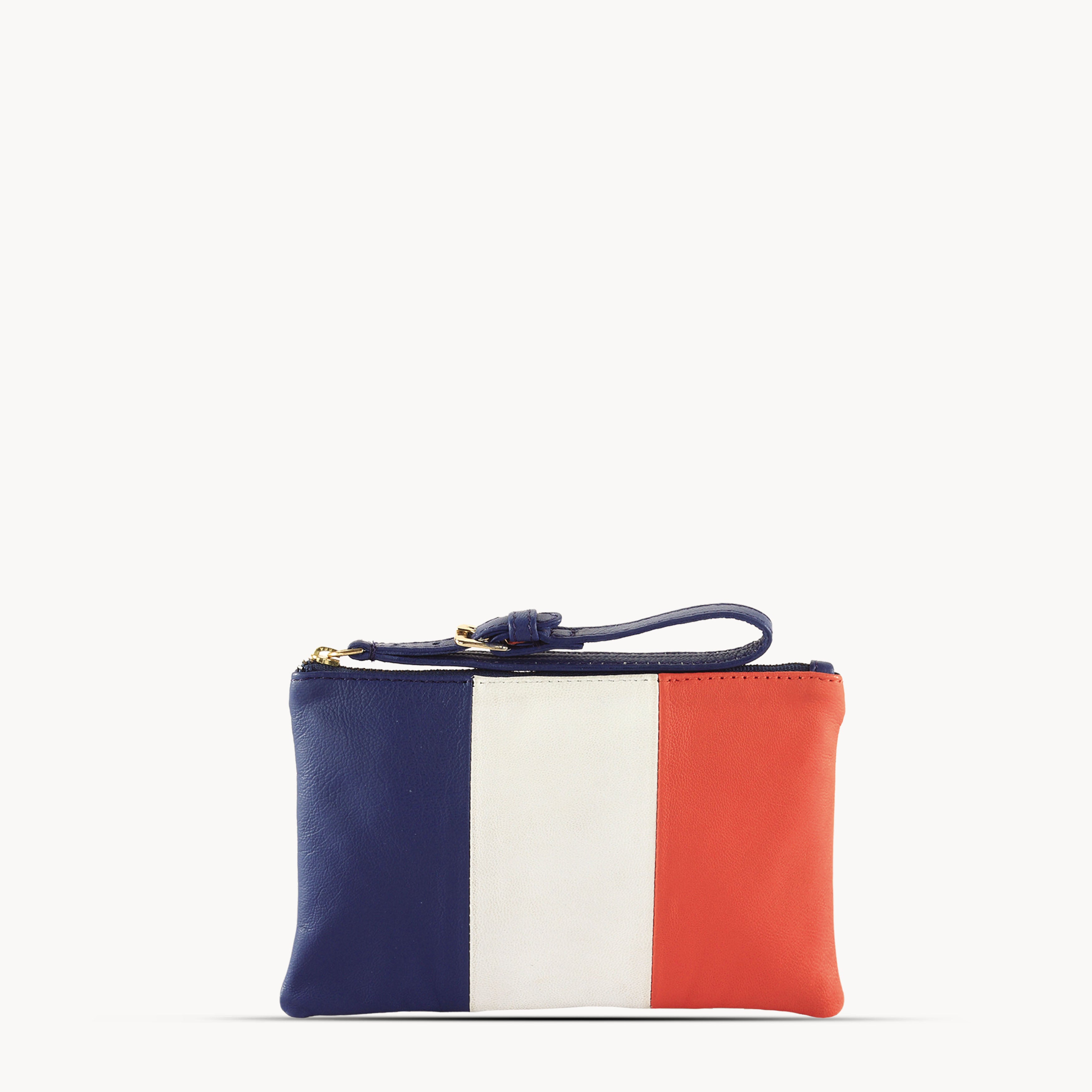 'FRENCH' Country Flag Designer Leather Wristlet