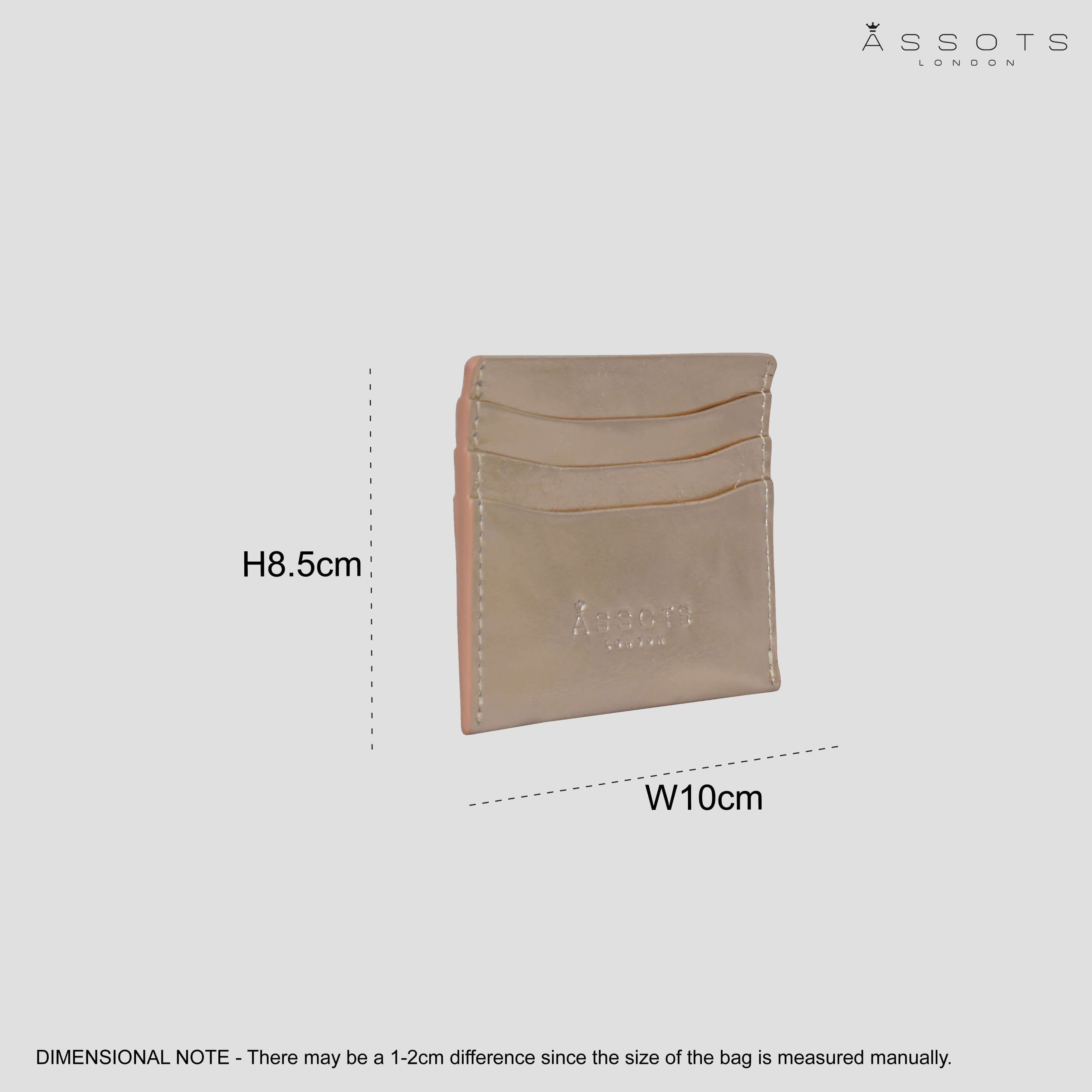 'FANN' Metallic Rose Gold Leather Round Design RFID Credit Card Holder