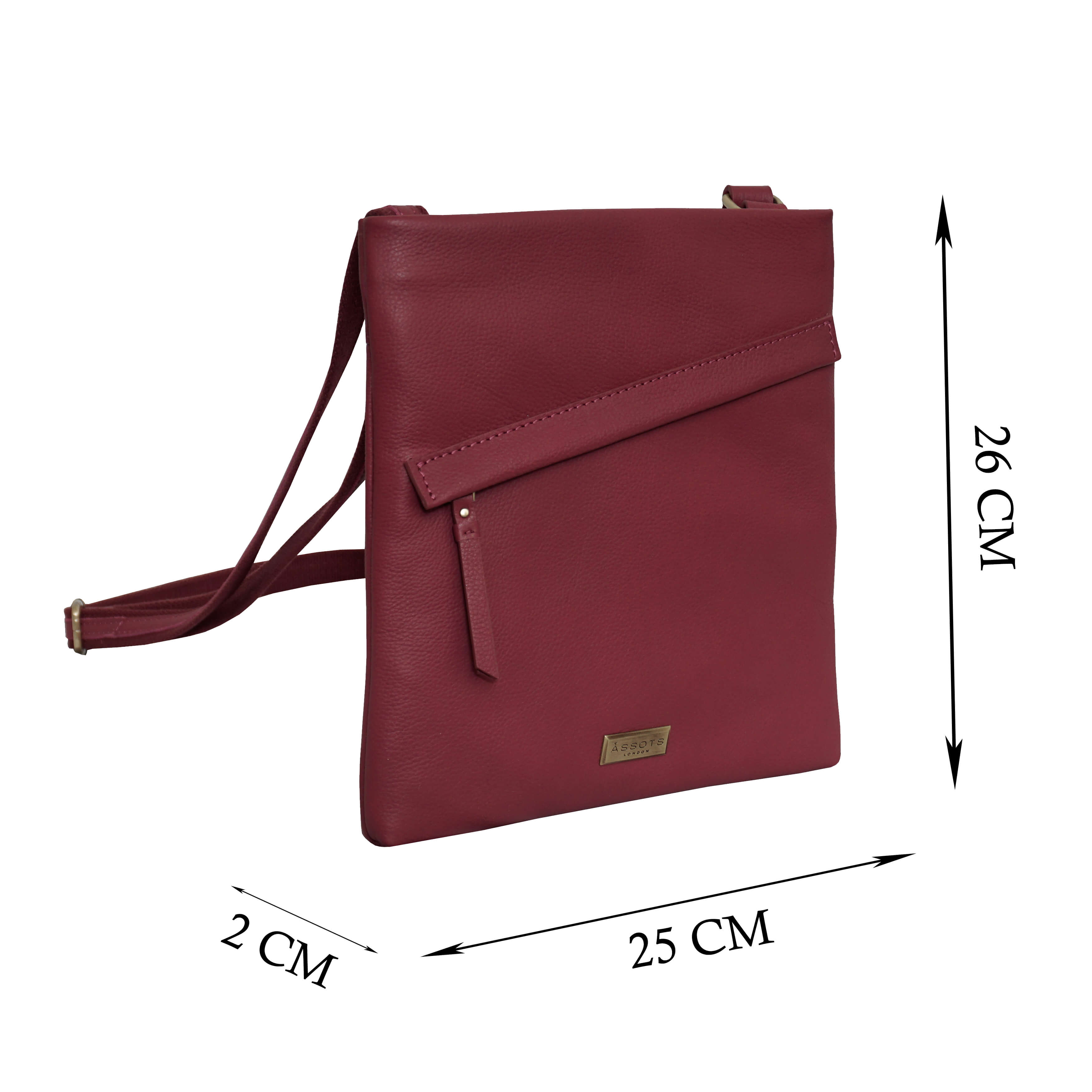 'FLORENCE' Carmine Pink Pebble Grain Leather Crossbody Bag