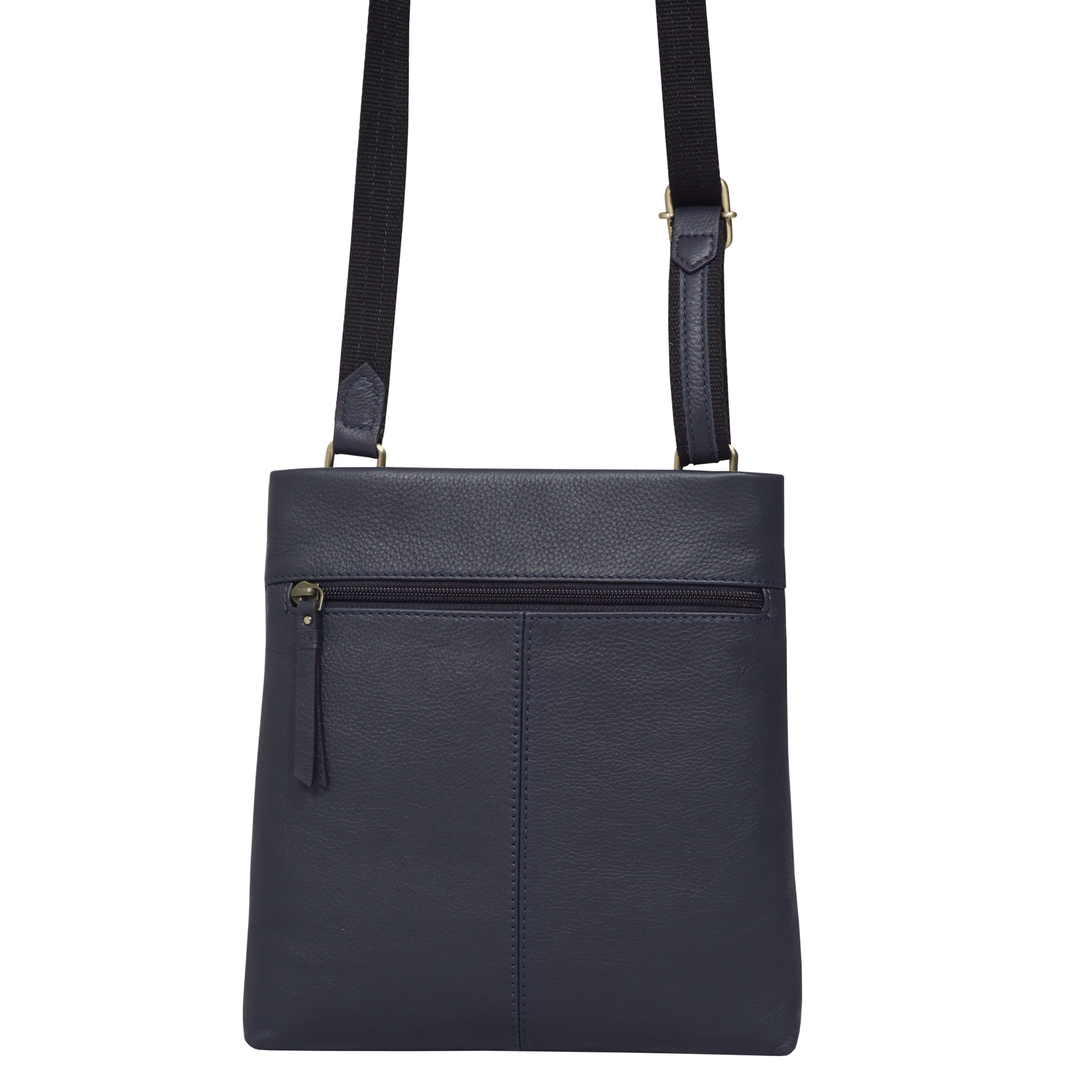 'FLORENCE' Navy Pebble Grain Leather Crossbody Sling Bag