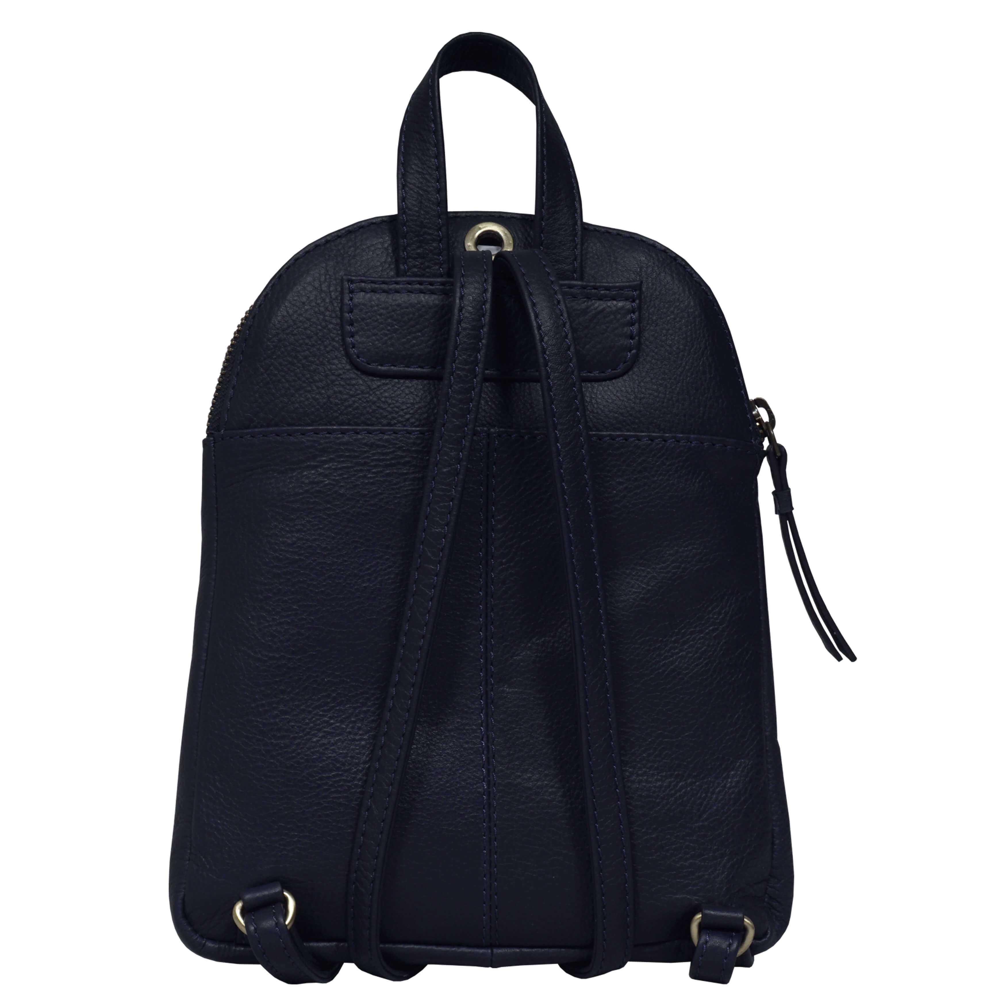 'GEORGE' Navy Mini Pebble Grain Leather Backpack