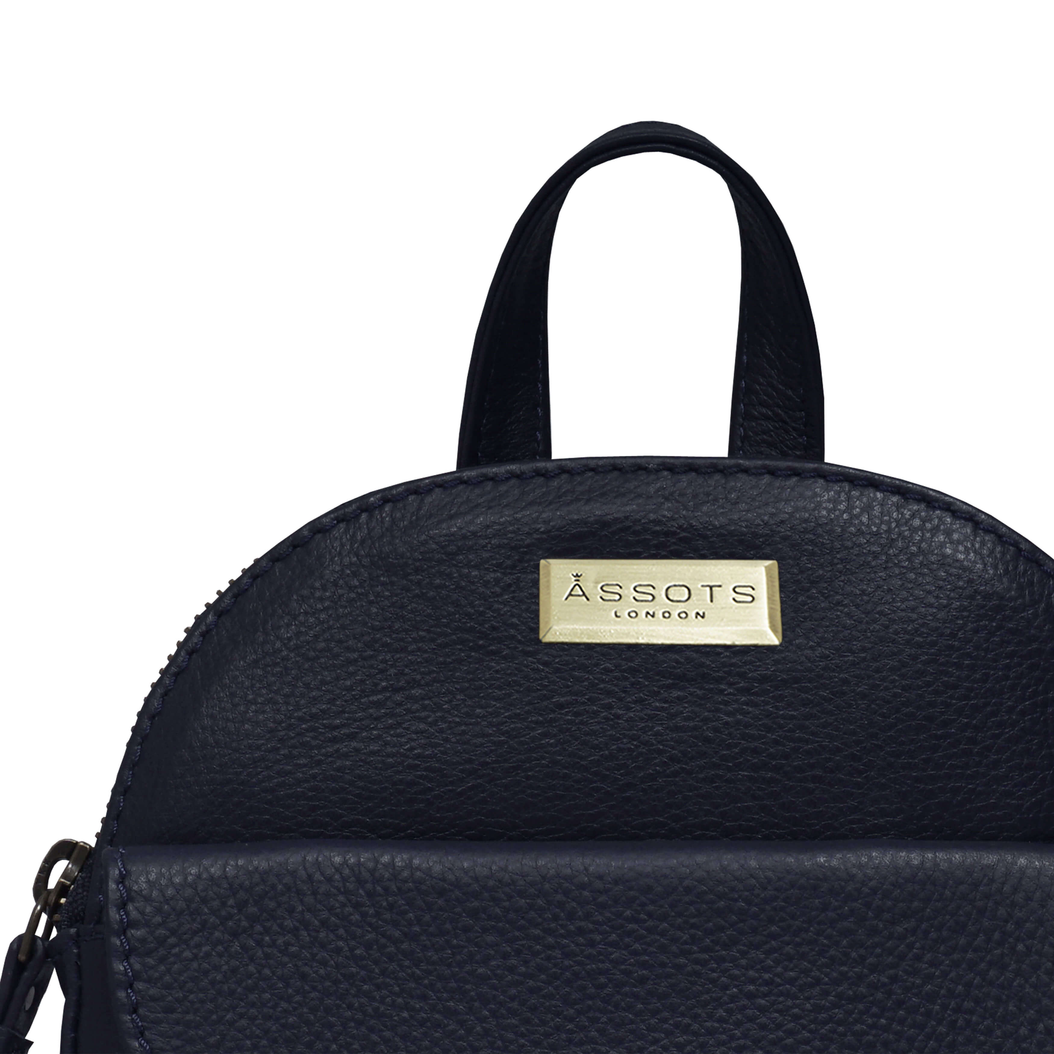 'GEORGE' Navy Mini Pebble Grain Leather Backpack