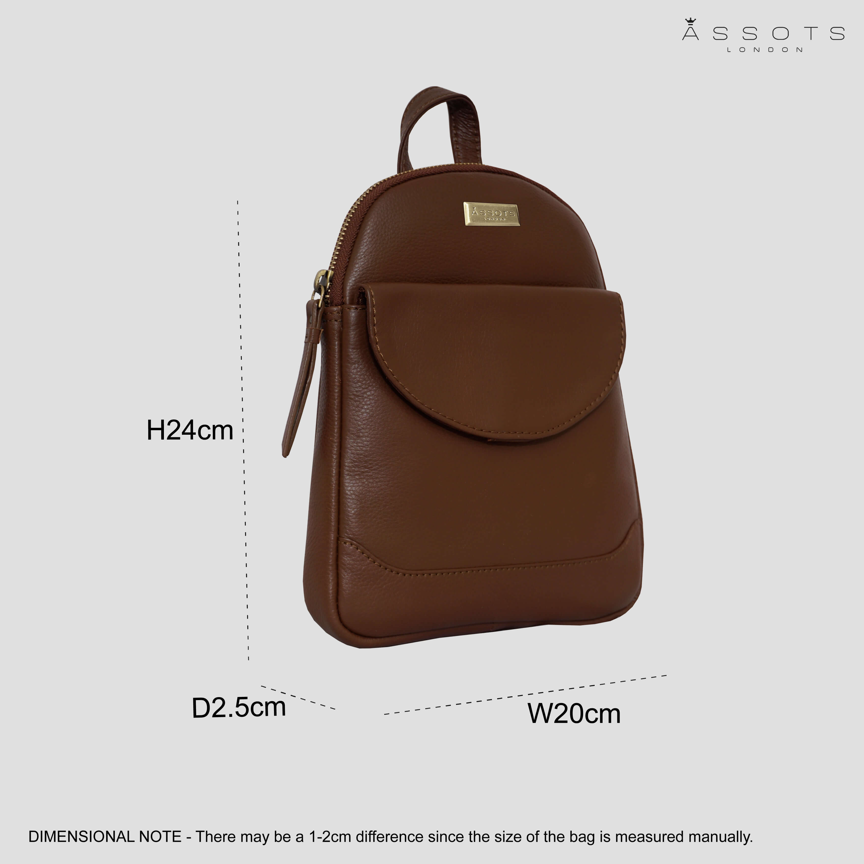 'GEORGE' Tan Mini Pebble Grain Leather Backpack