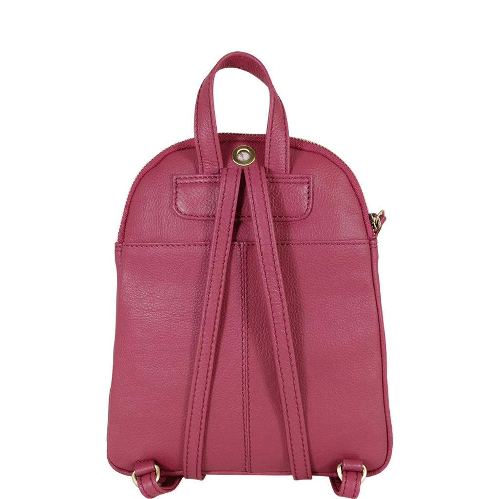 'GEORGE' Carmine Pink Mini Pebble Grain Leather Backpack