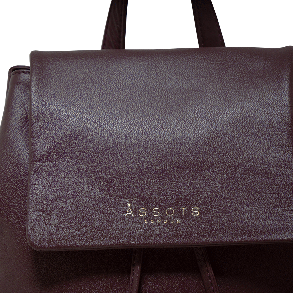 'GRACE' Burgundy Full Grain Leather Flap-over Backpack