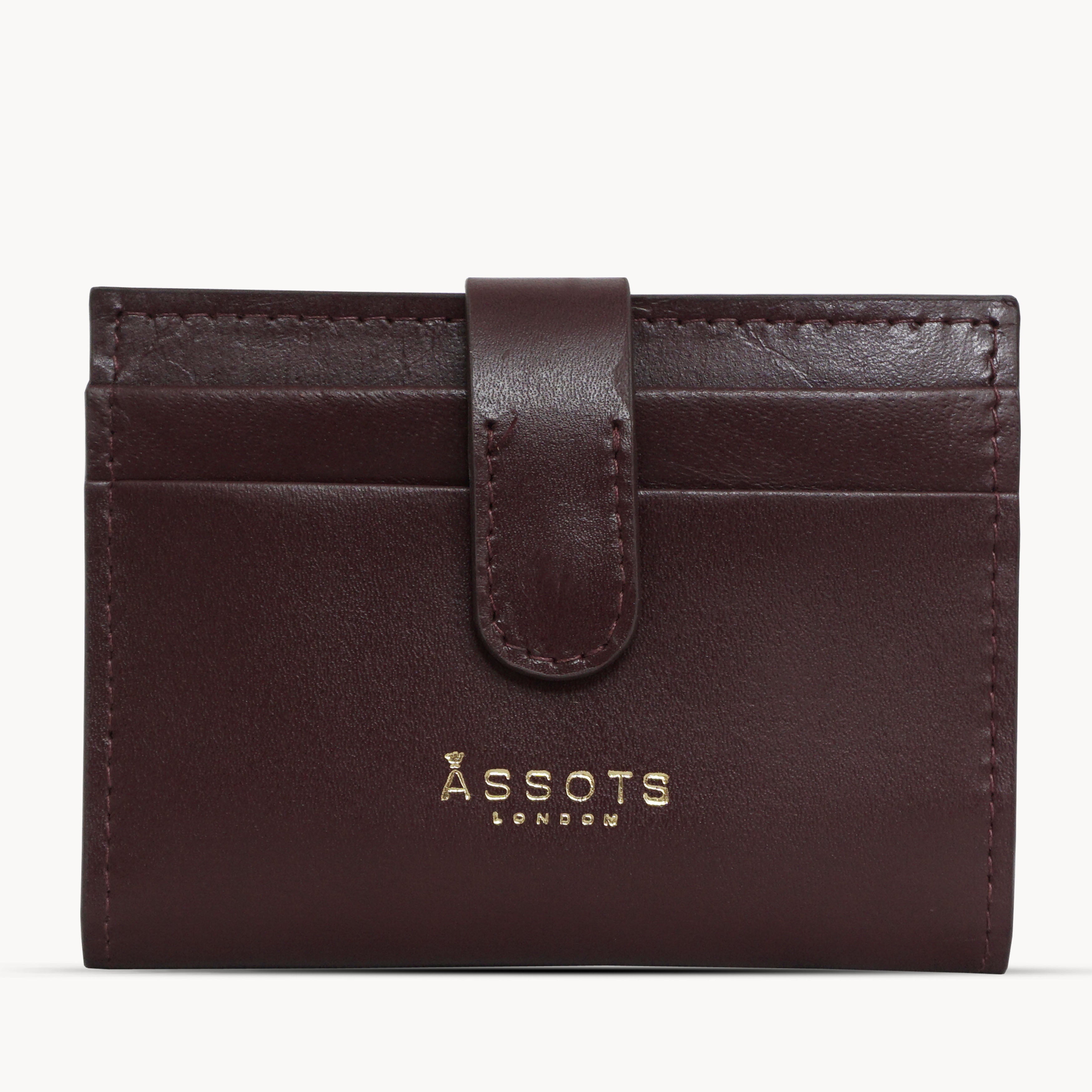 'GROVE' Burgundy Smooth RFID Tab-over Leather Credit Card Holder