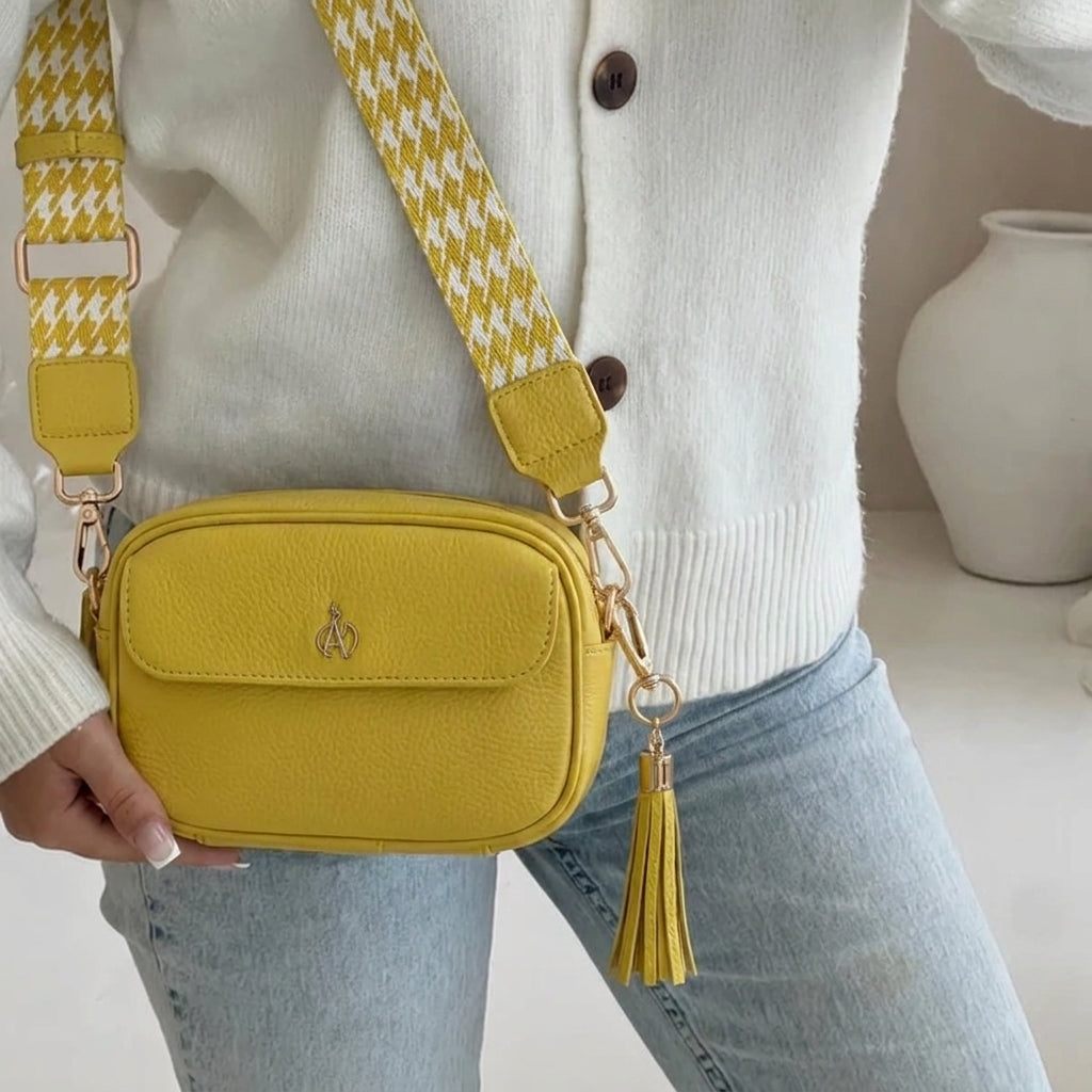 'HACKNEY MINI' Sunflower Pebble Grain Real Leather Crossbody Bag