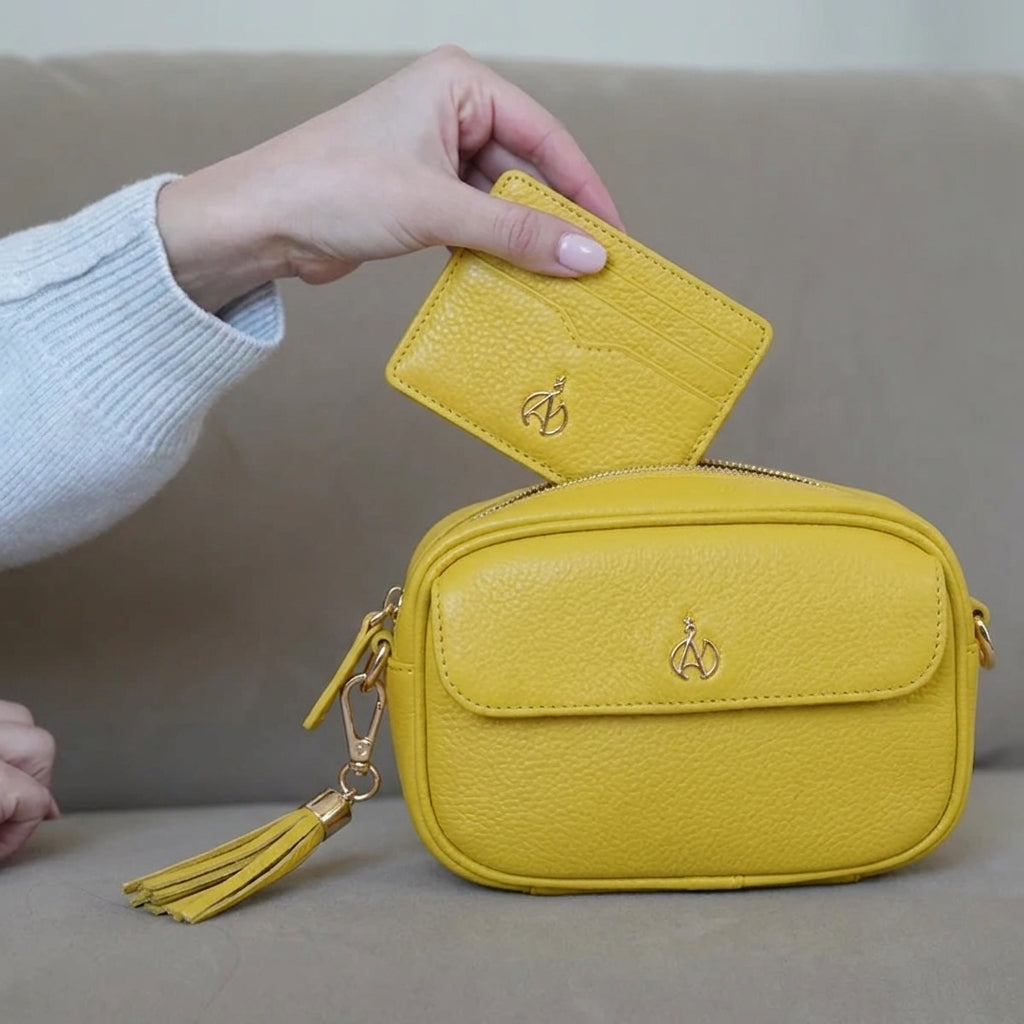 'HACKNEY MINI' Sunflower Pebble Grain Real Leather Crossbody Bag
