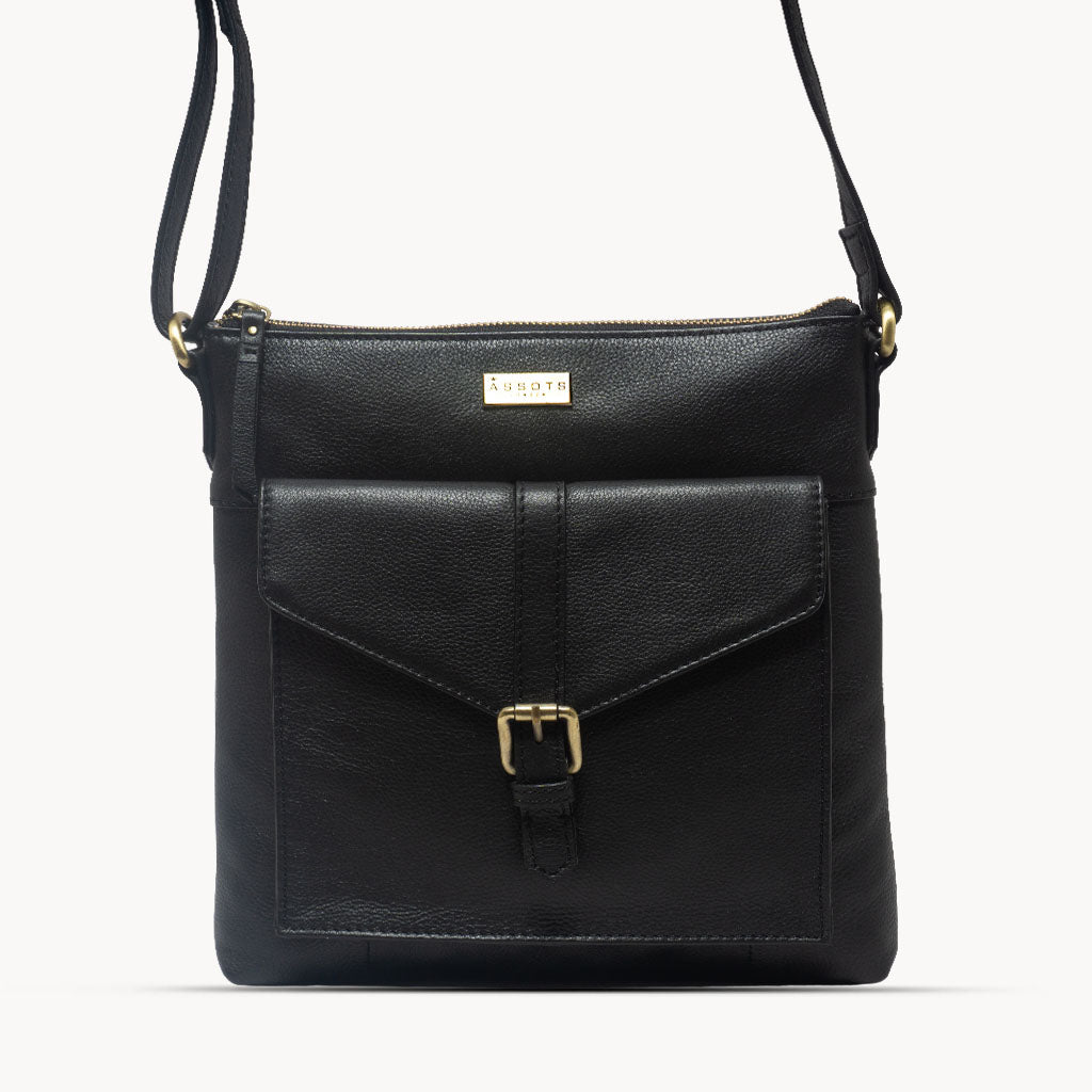 'HOXTON' Black Vintage Leather Crossbody Sling Bag