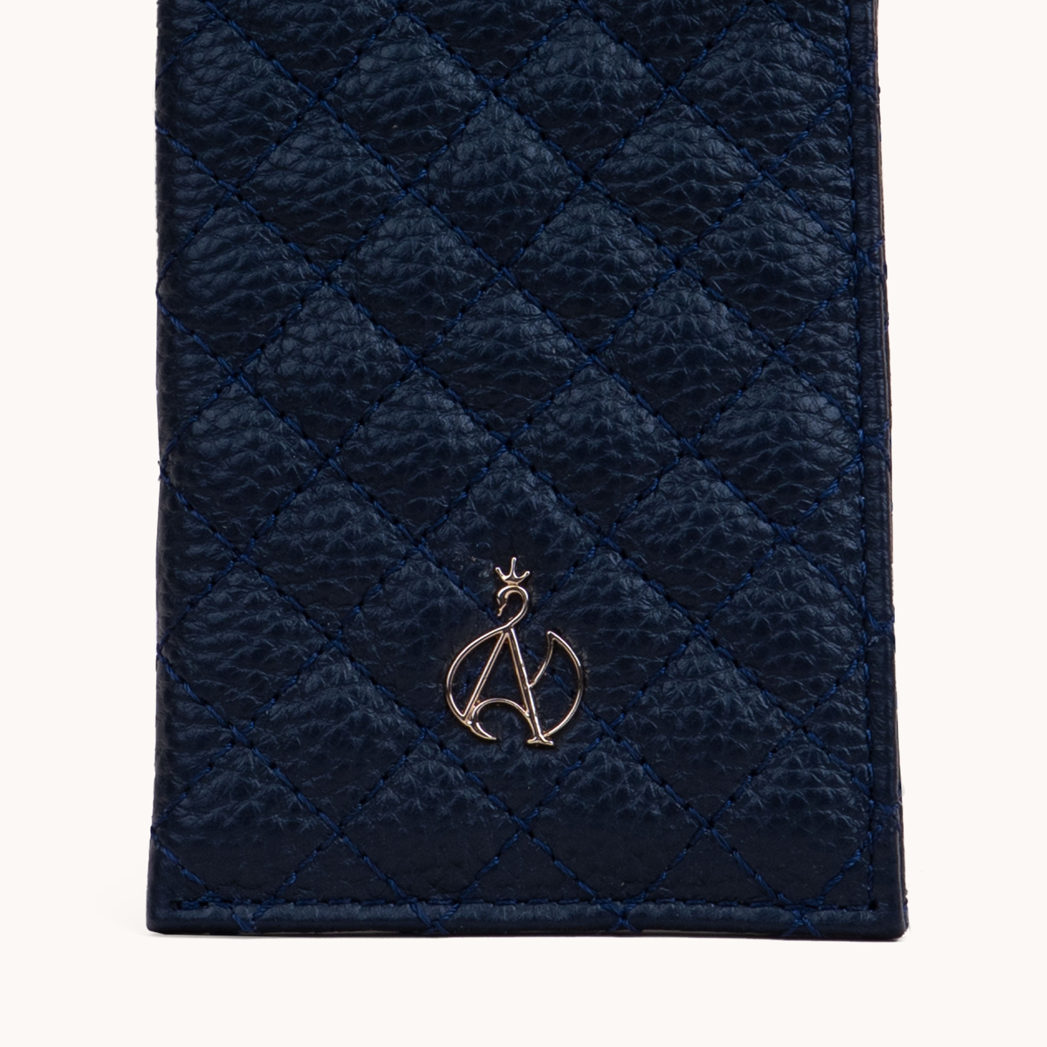 'IVY' Navy Real Leather Sunglass Case