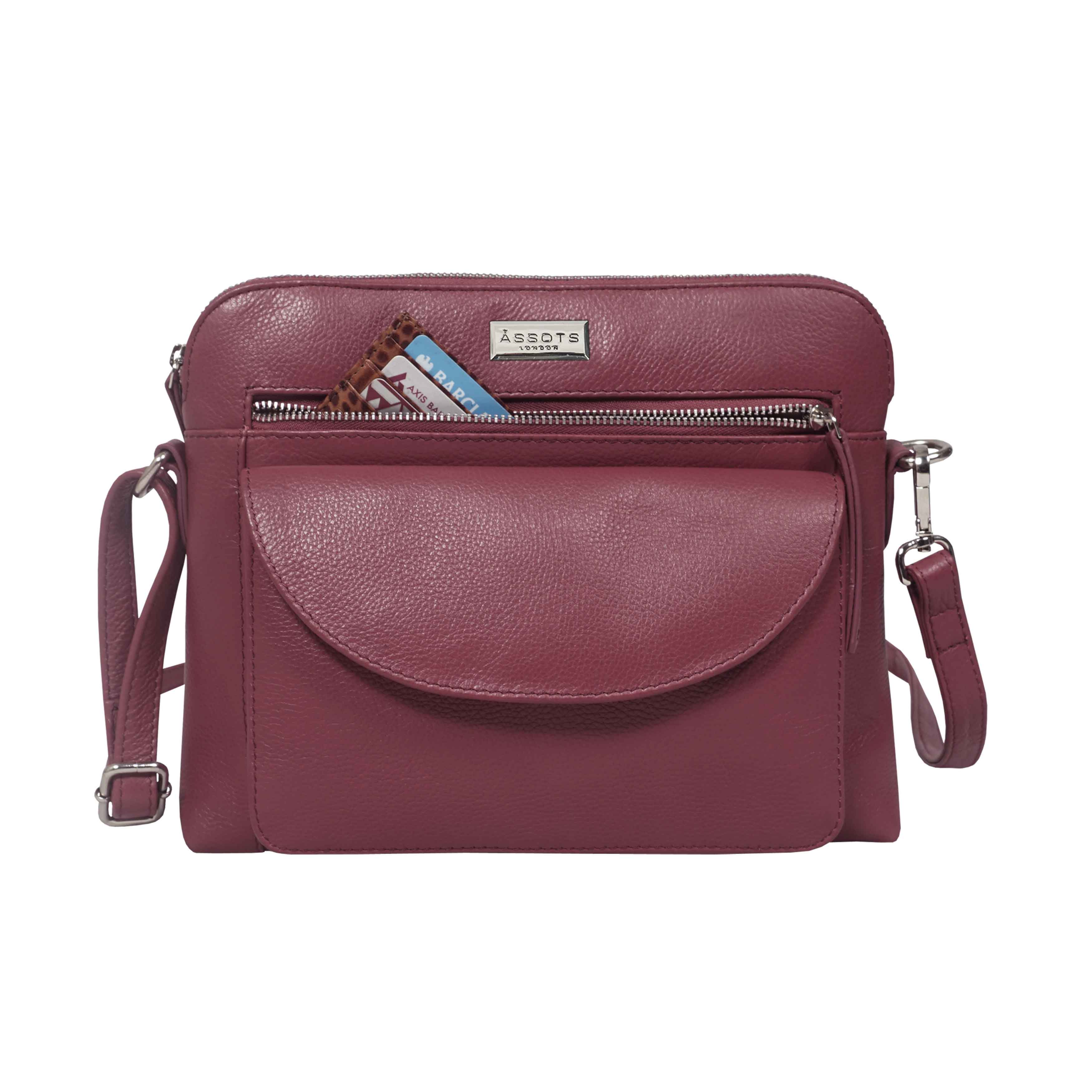 'JEAN' Carmine Pink Real Soft Pebble Grain Leather Crossbody Bag