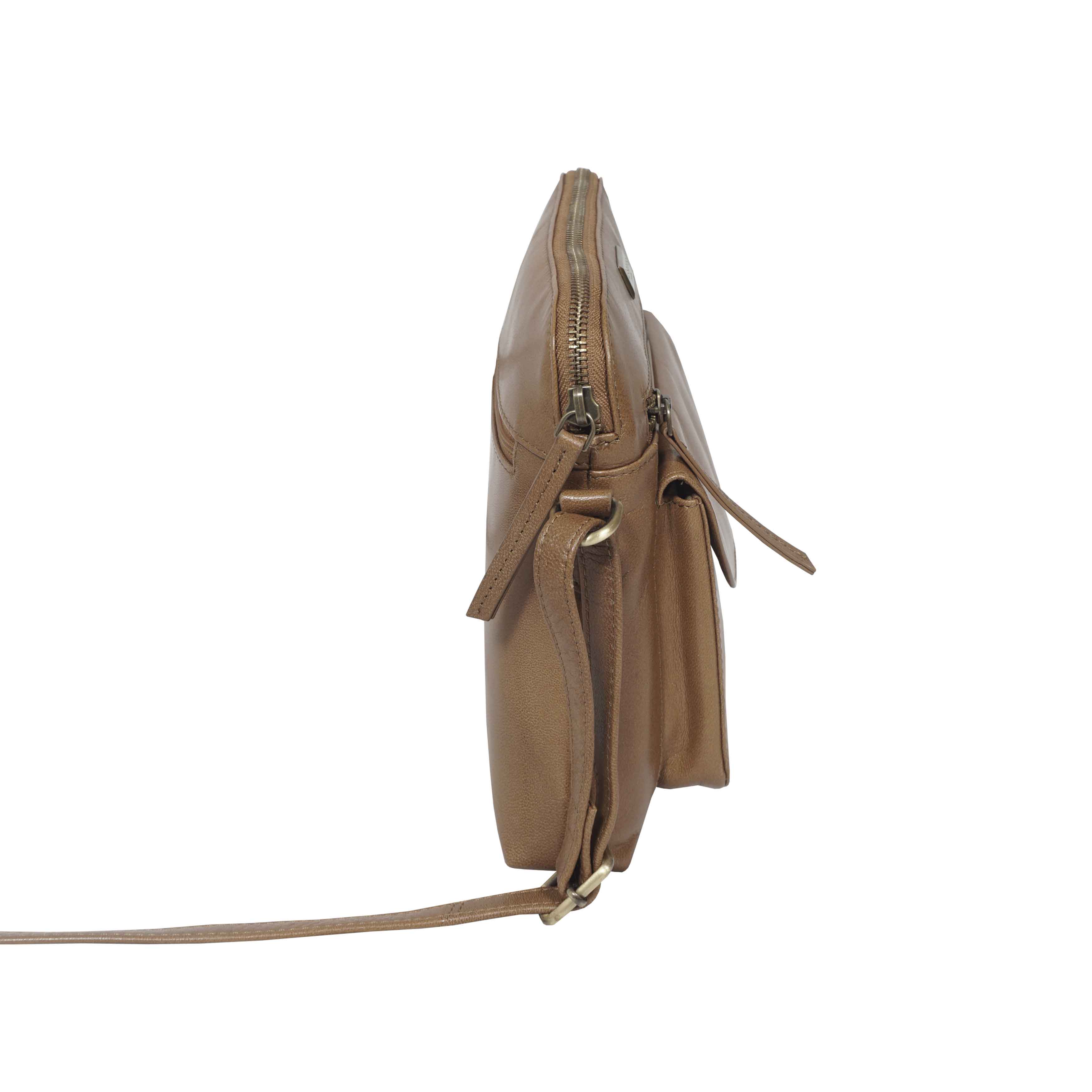 'JEAN' Tan Vegetable Tanned Real Leather Crossbody Bag