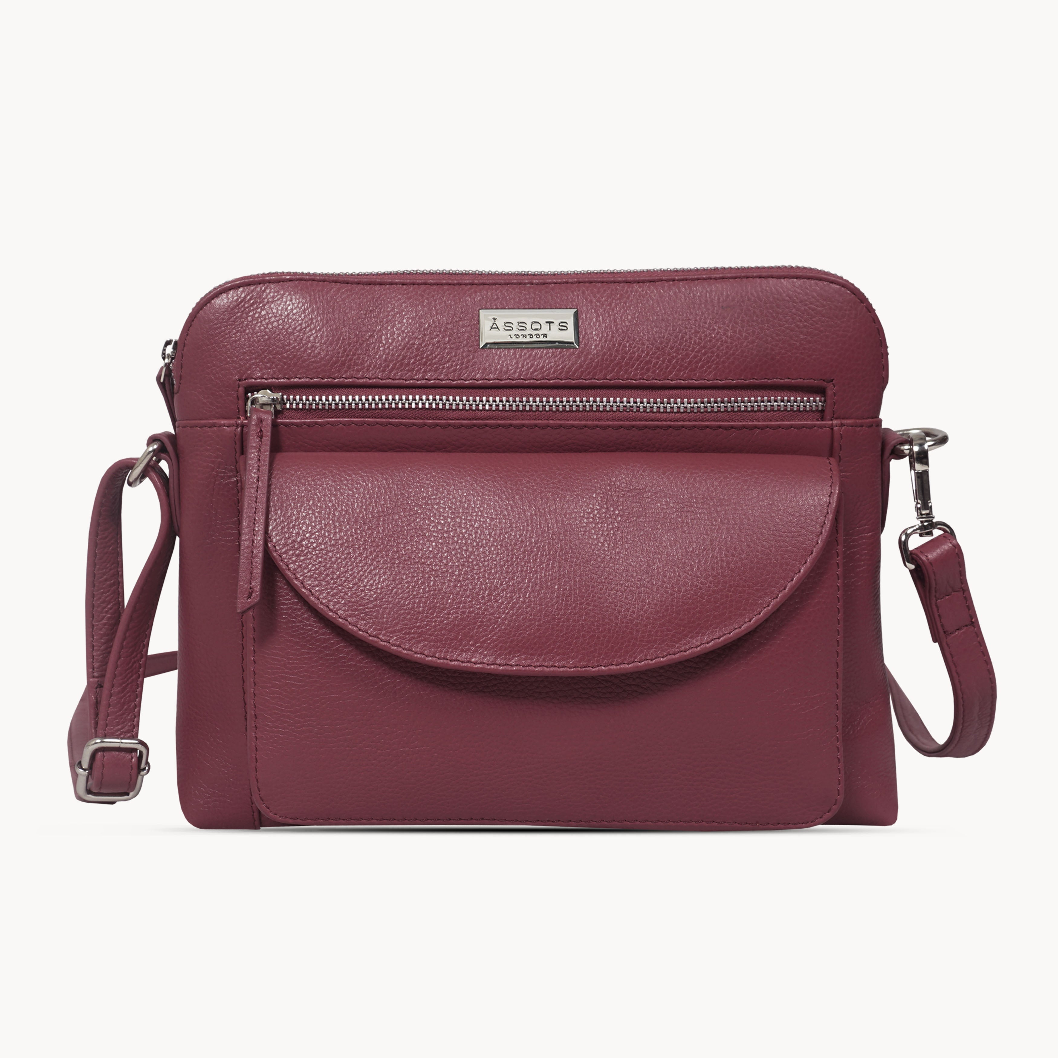 'JEAN' Carmine Pink Real Soft Pebble Grain Leather Crossbody Bag