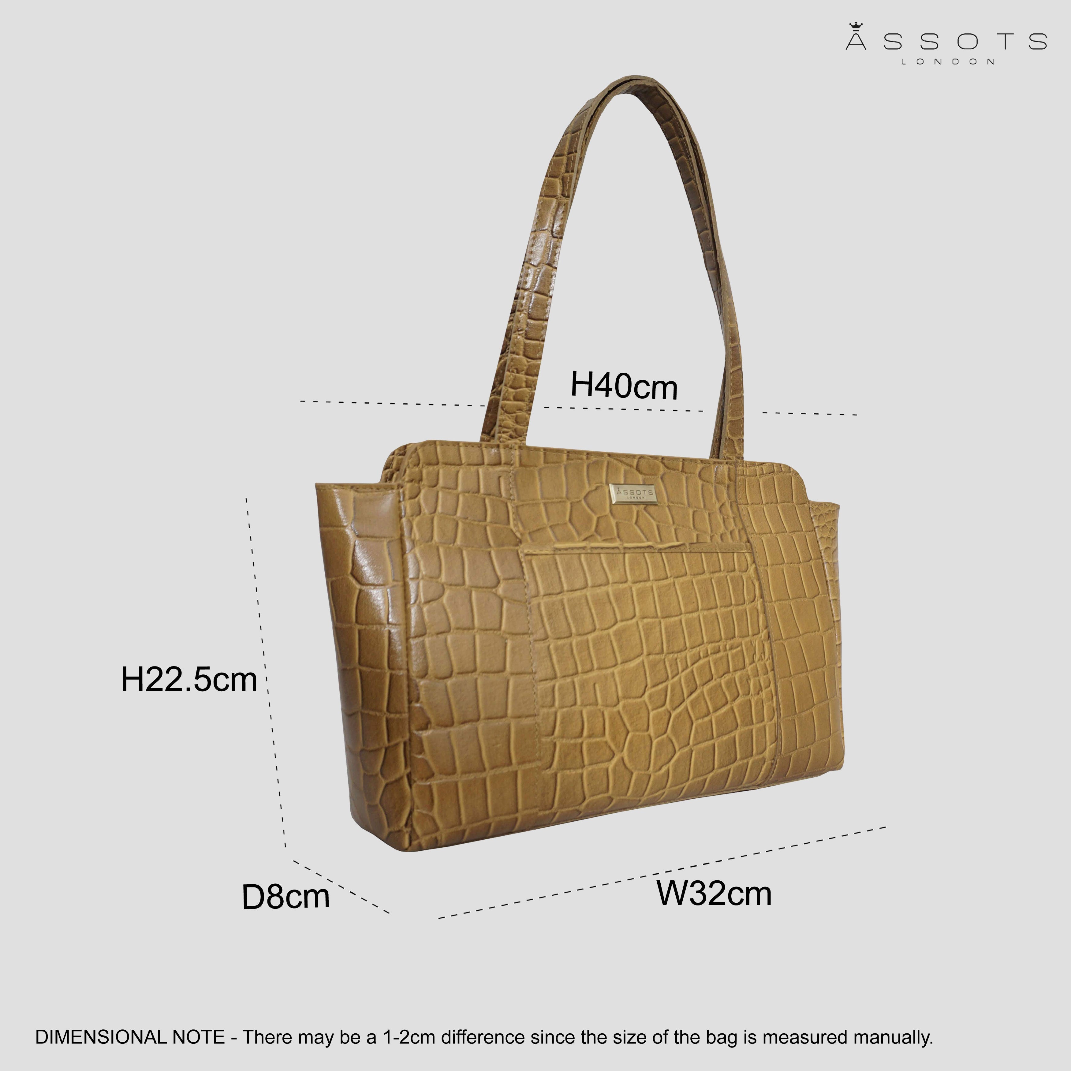 'JUDITH' Mustard Croc Real Leather Shoulder Bag