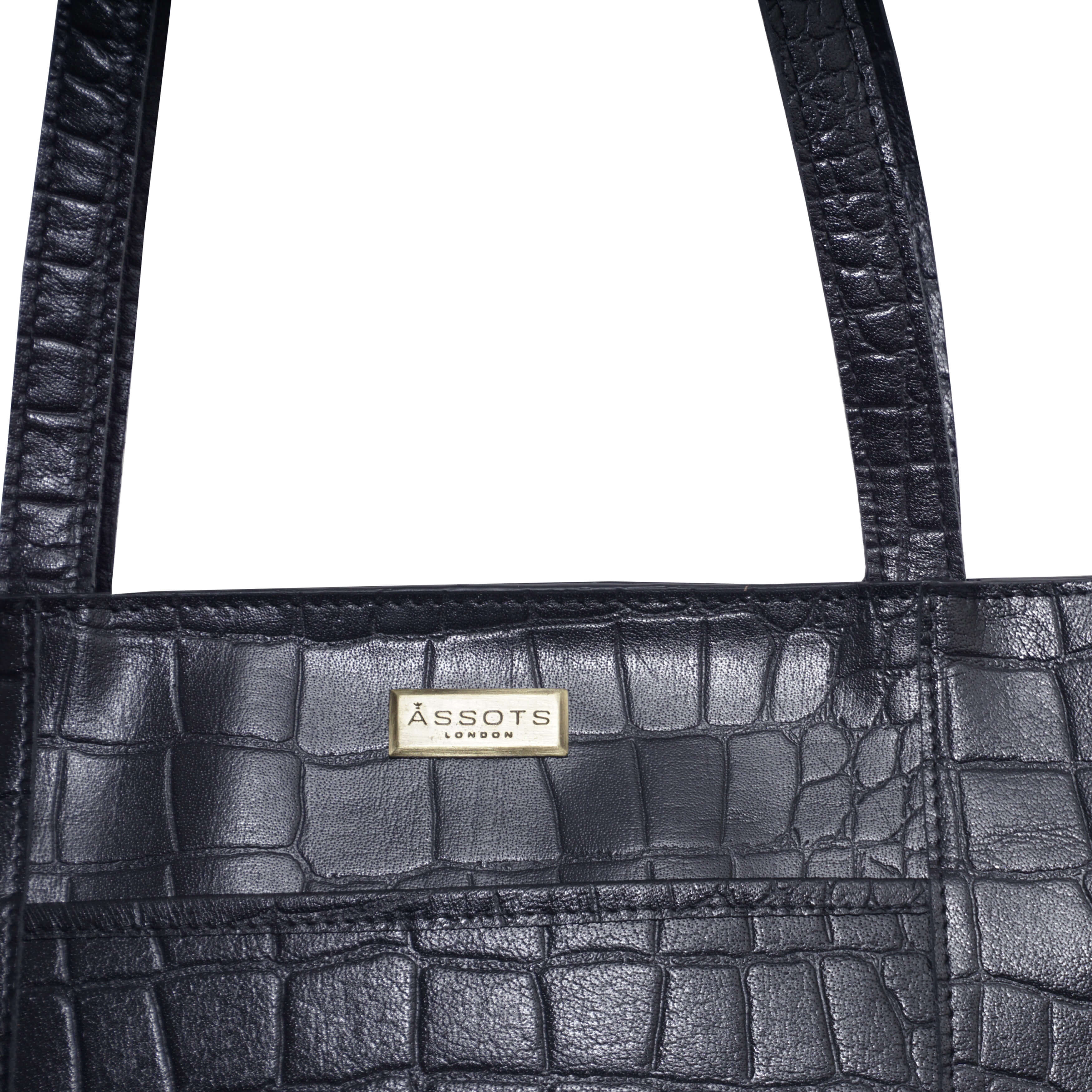 'JUDITH' Navy Croc Real Leather Shoulder Bag