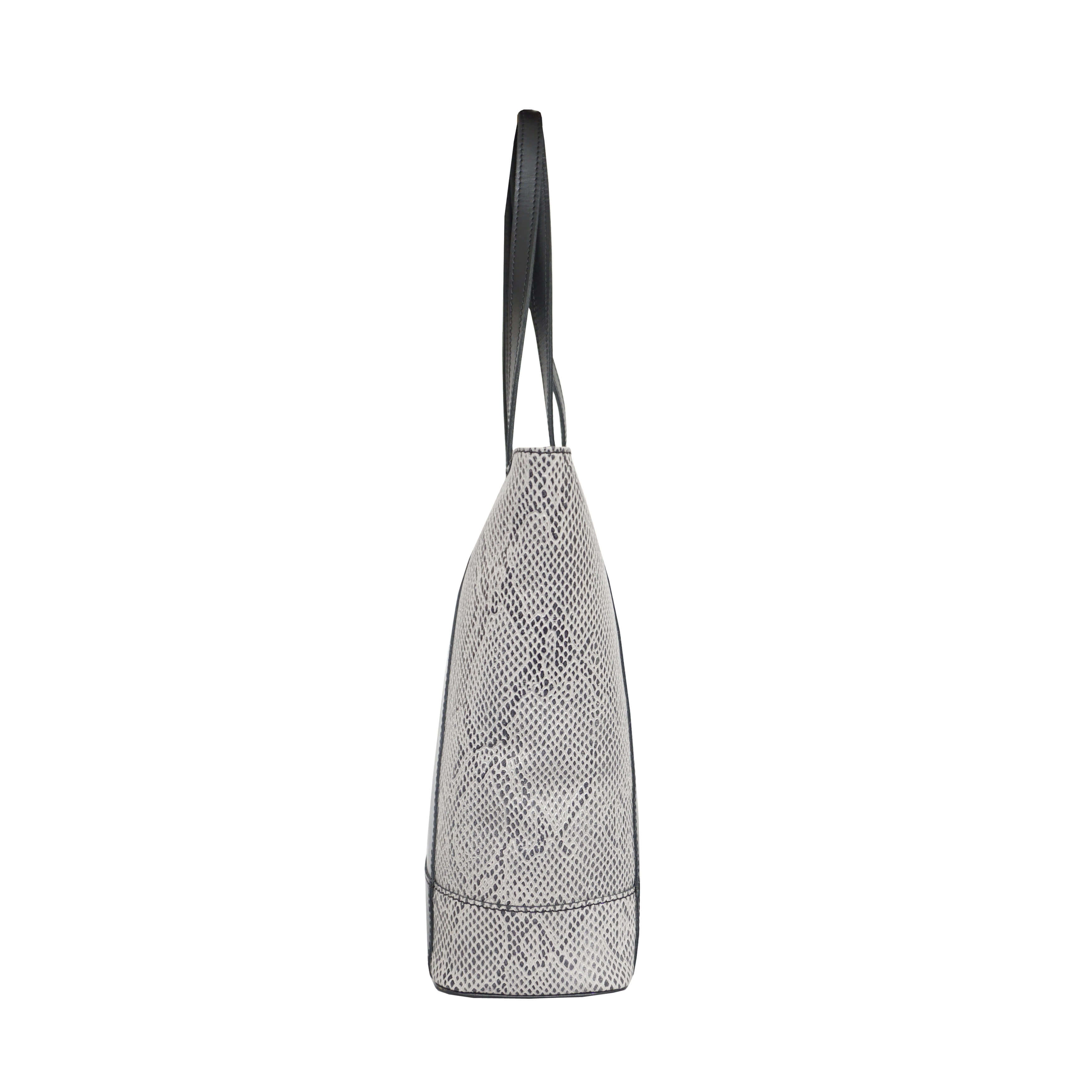 'Klara' Black Animal Snake Print Real Leather Designer Tote Bag