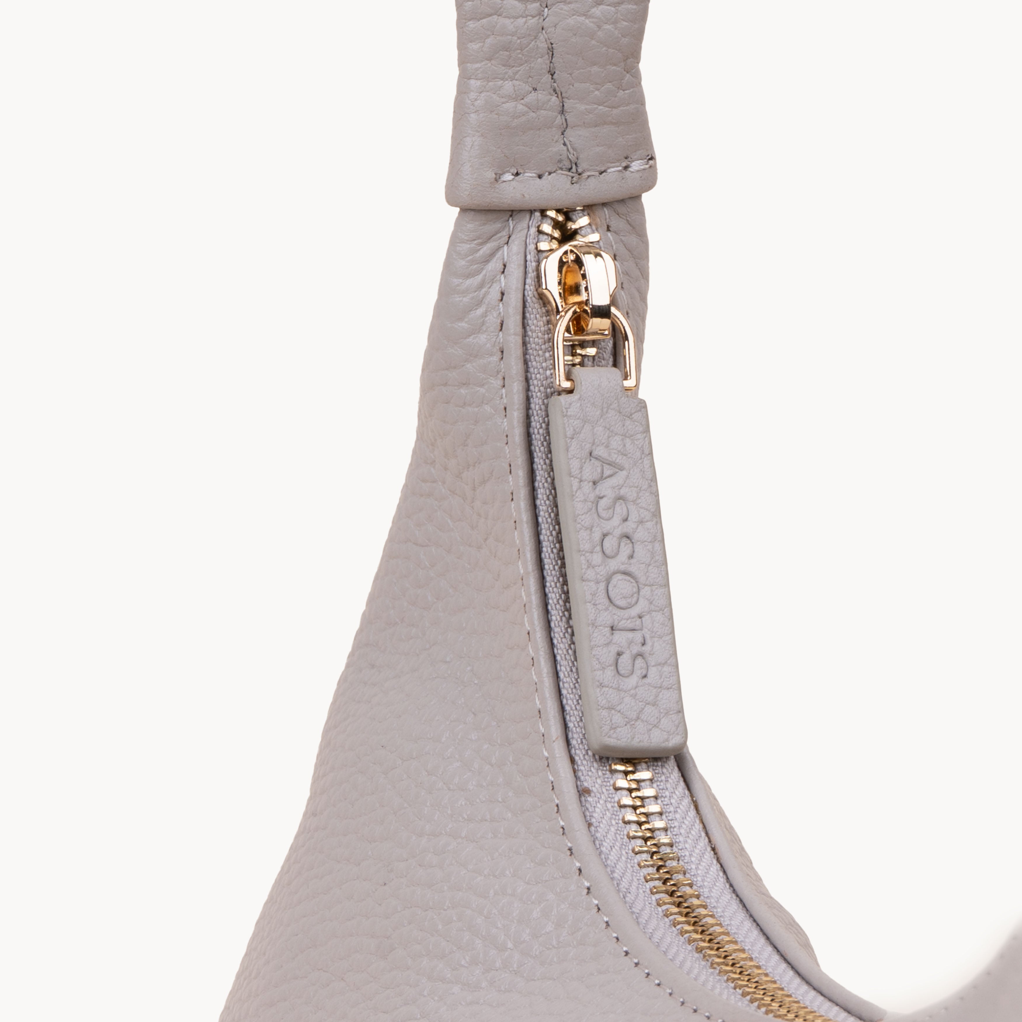 'LARA' Ice Grey Pebble Grain Real Leather Shoulder Bag
