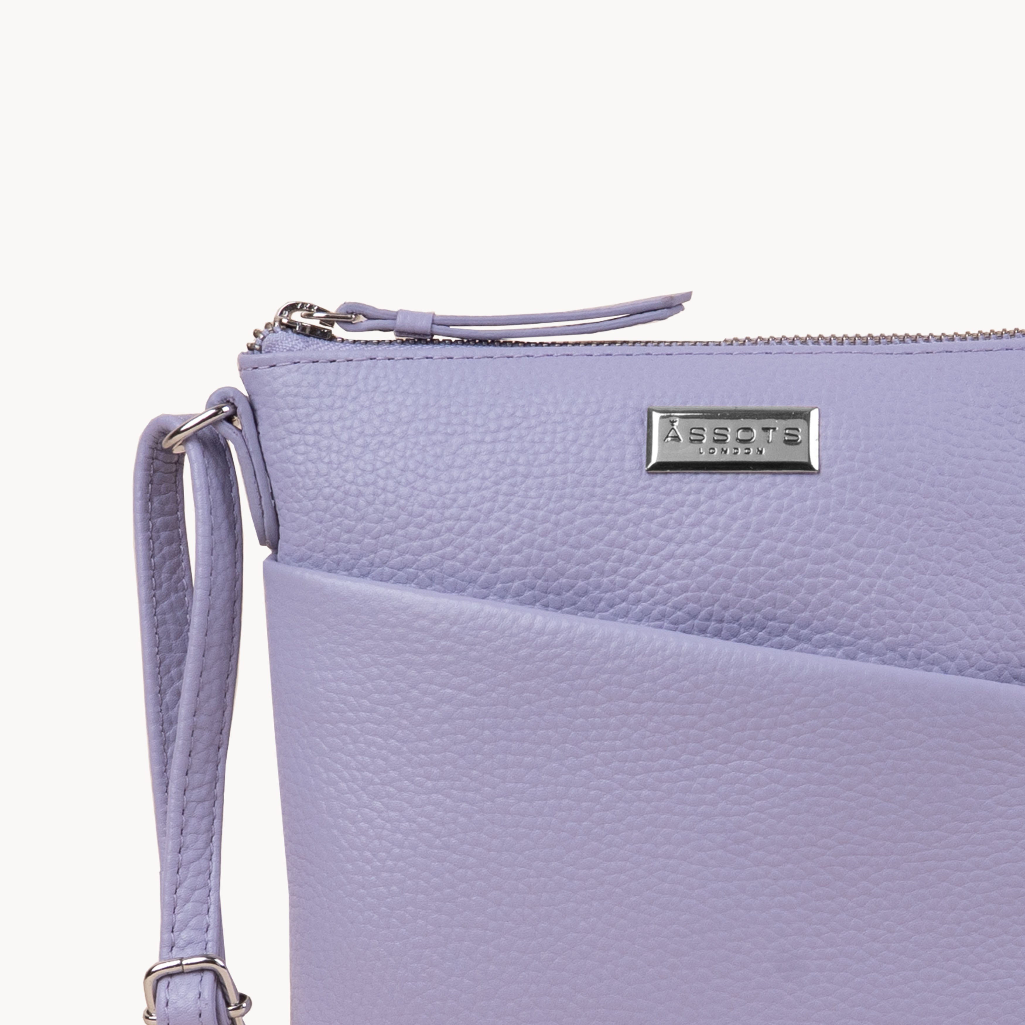 'LINBY' Lilac Pebble Grain Real Leather Crossbody Bag